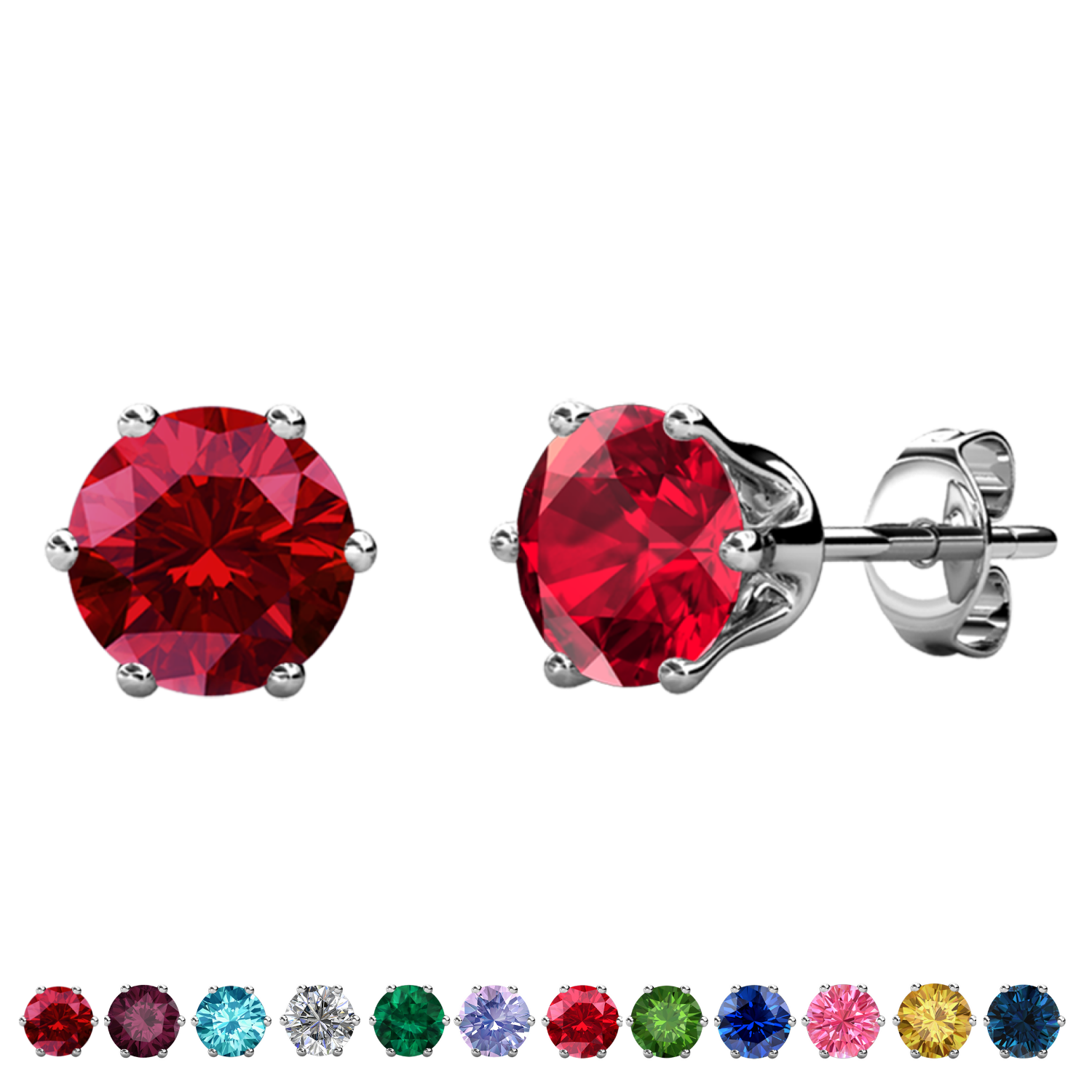Birthstone Earrings 18k White Gold Plated Stud Earrings with 1CT Solitaire Swarovski Crystals