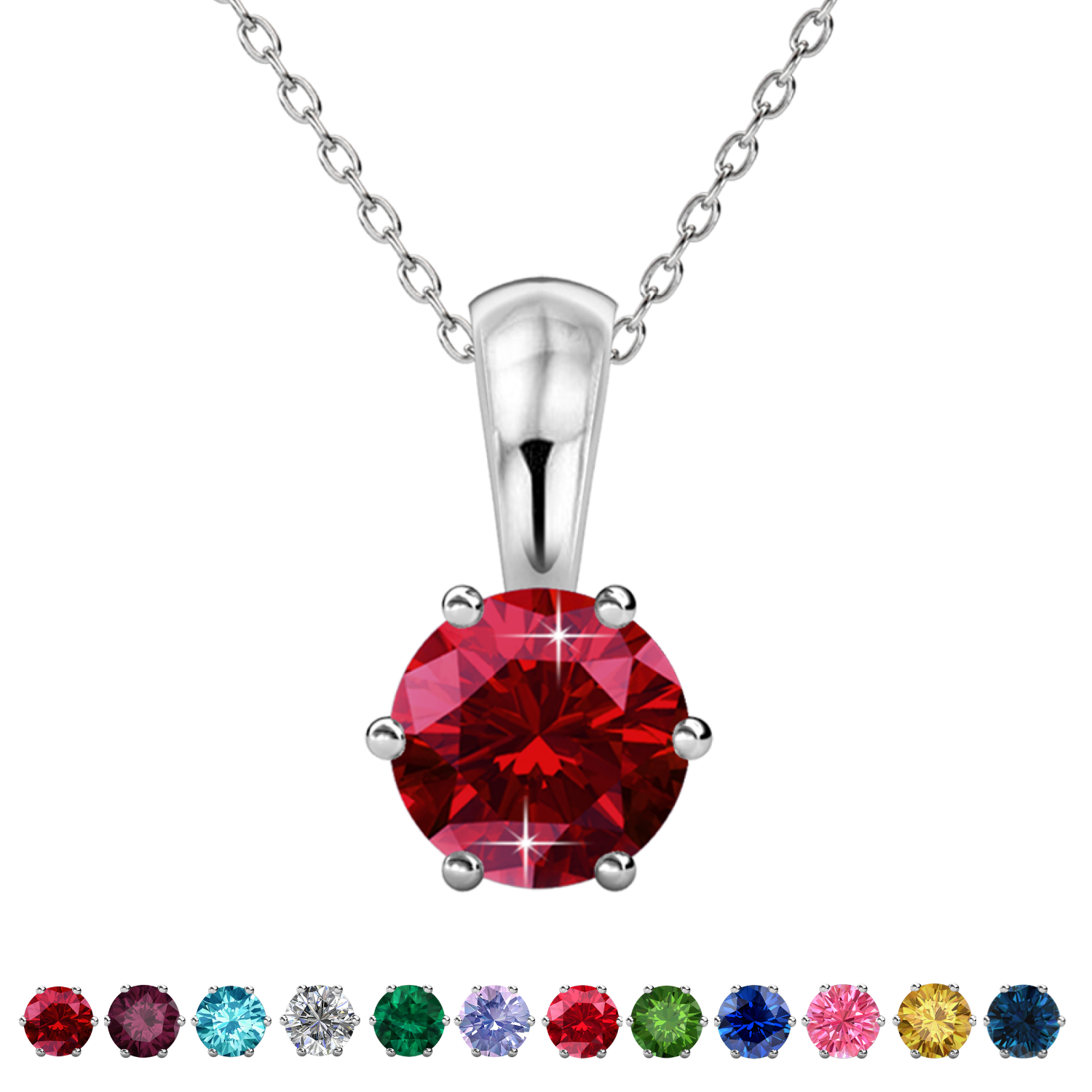 January Birthstone Necklace 18k White Gold Plated with Swarovski Crystal