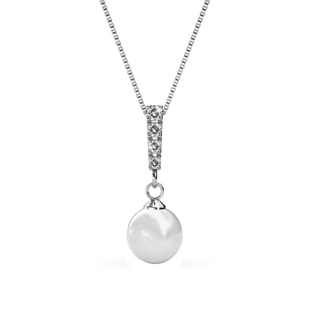Gabrielle, Tatum, Genevieve 18k White Gold Plated Pearl Necklace for Women (3 Pair Set)