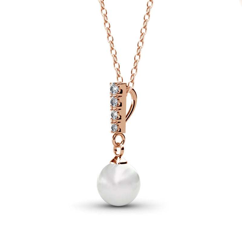 Gabrielle 18k White Gold Pearl Drop Pendant Necklace with Swarovski Crystals