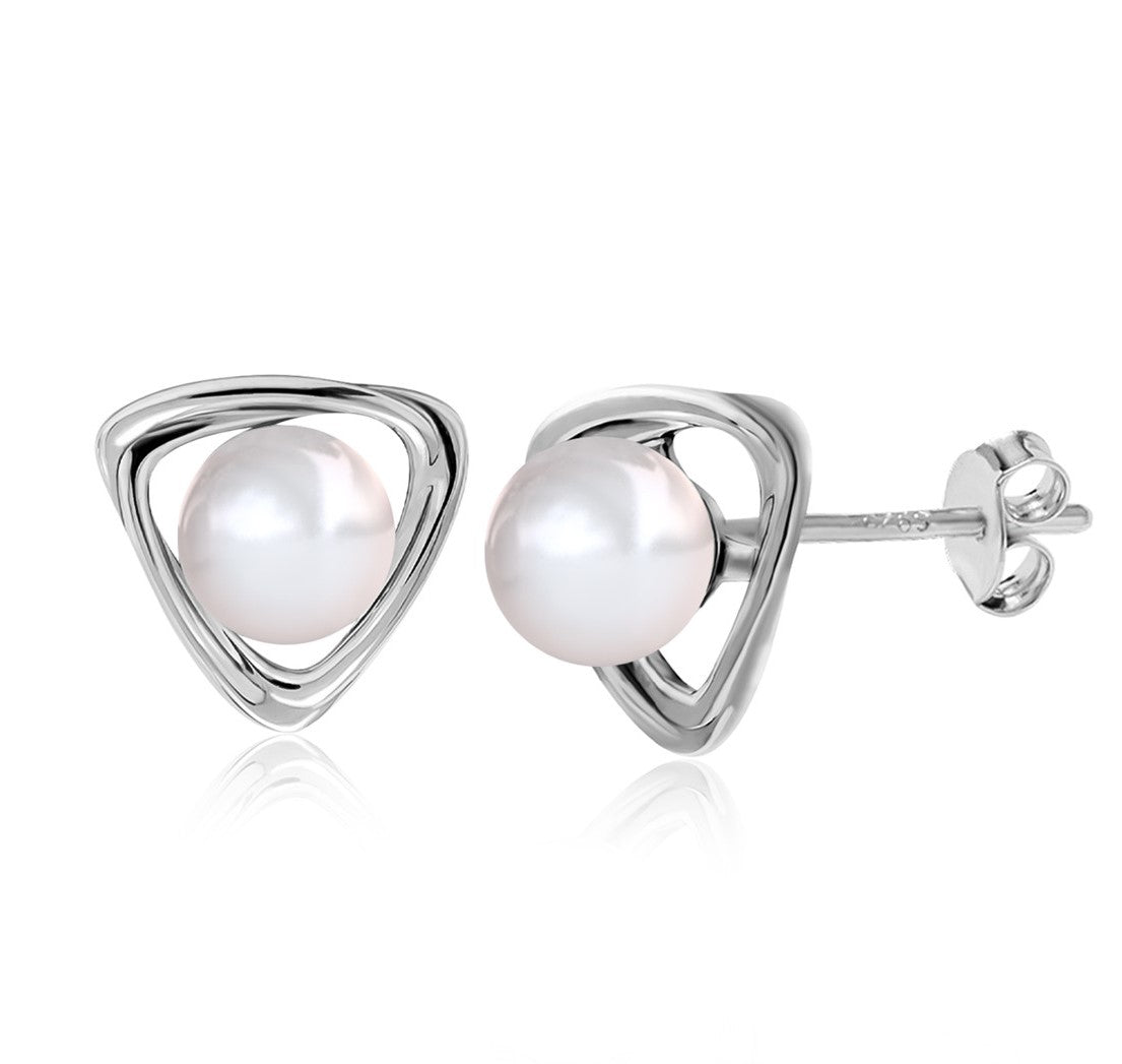 Winnie 18k White Gold Plated Pearl Stud Earrings — Fab Fav Sale