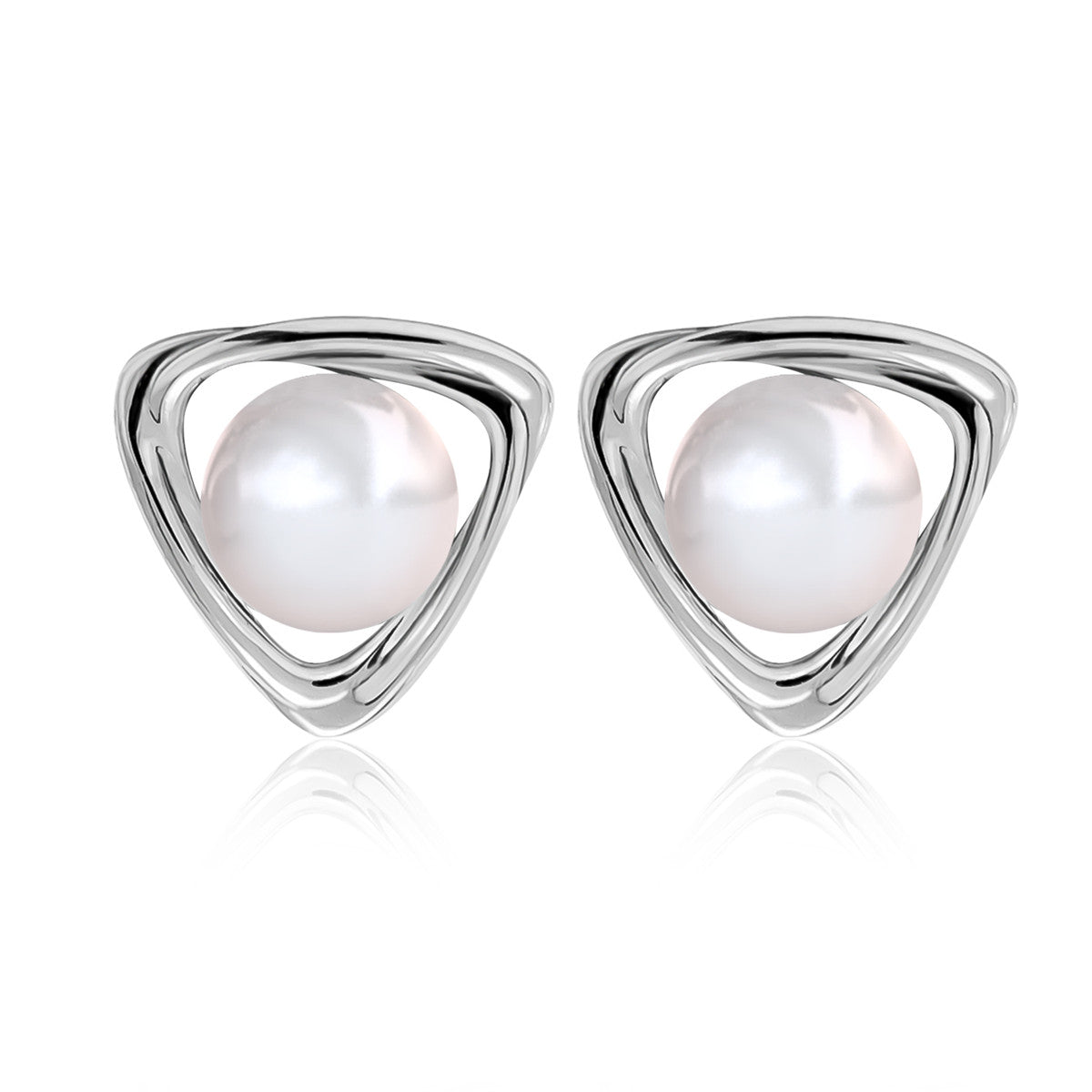 Winnie 18k White Gold Plated Pearl Stud Earrings — Fab Fav Sale