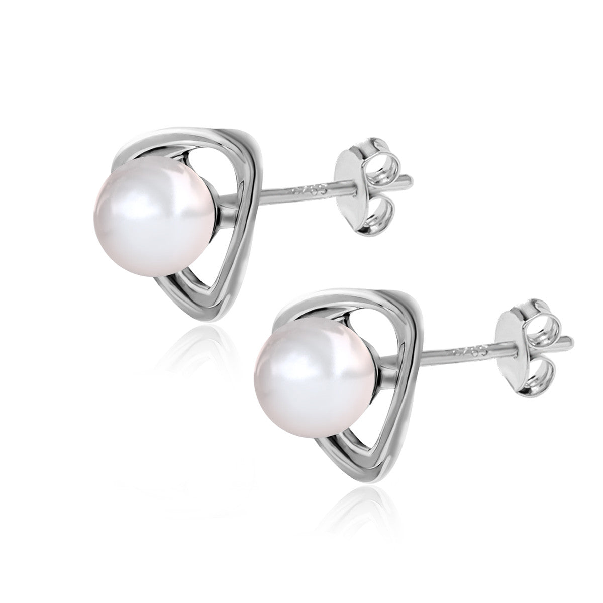 Winnie 18k White Gold Plated Pearl Stud Earrings — Fab Fav Sale