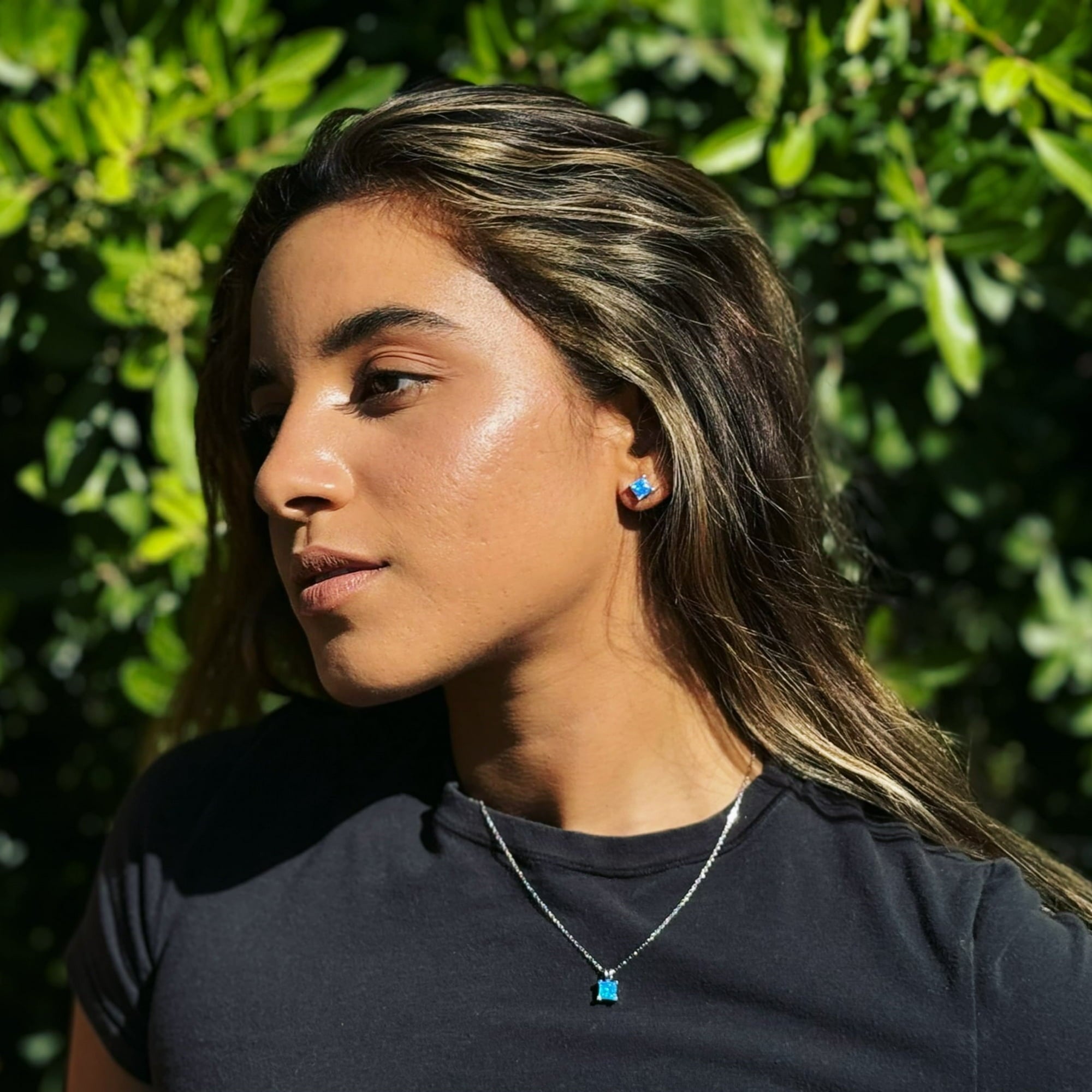 Amphitrite 18k White Gold Plated Pendant Necklace with Princess Cut Opal Stone — Fab Fav Sale