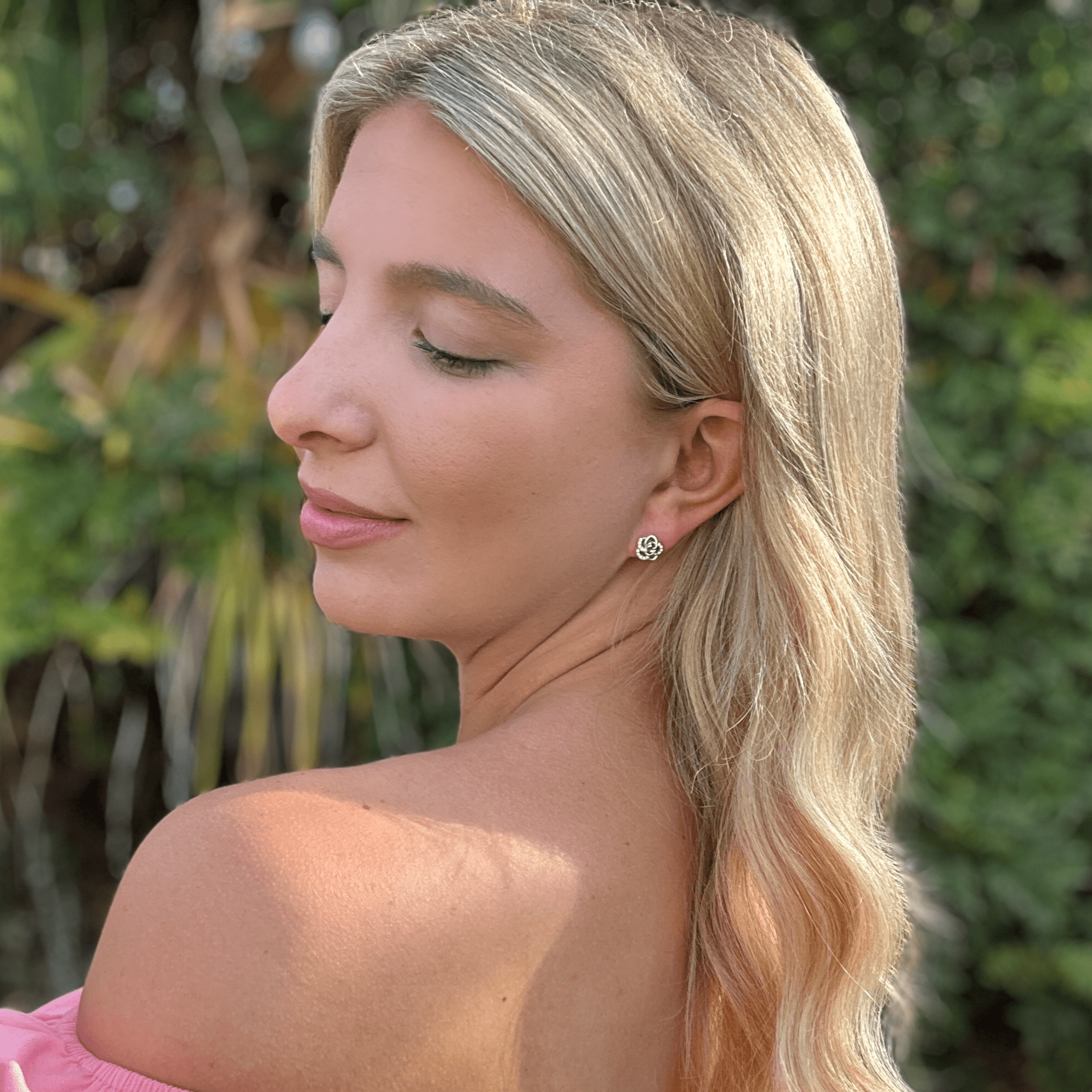 Briella 18k White Gold Plated Silver Flower Stud Earrings with Swarovski Crystals