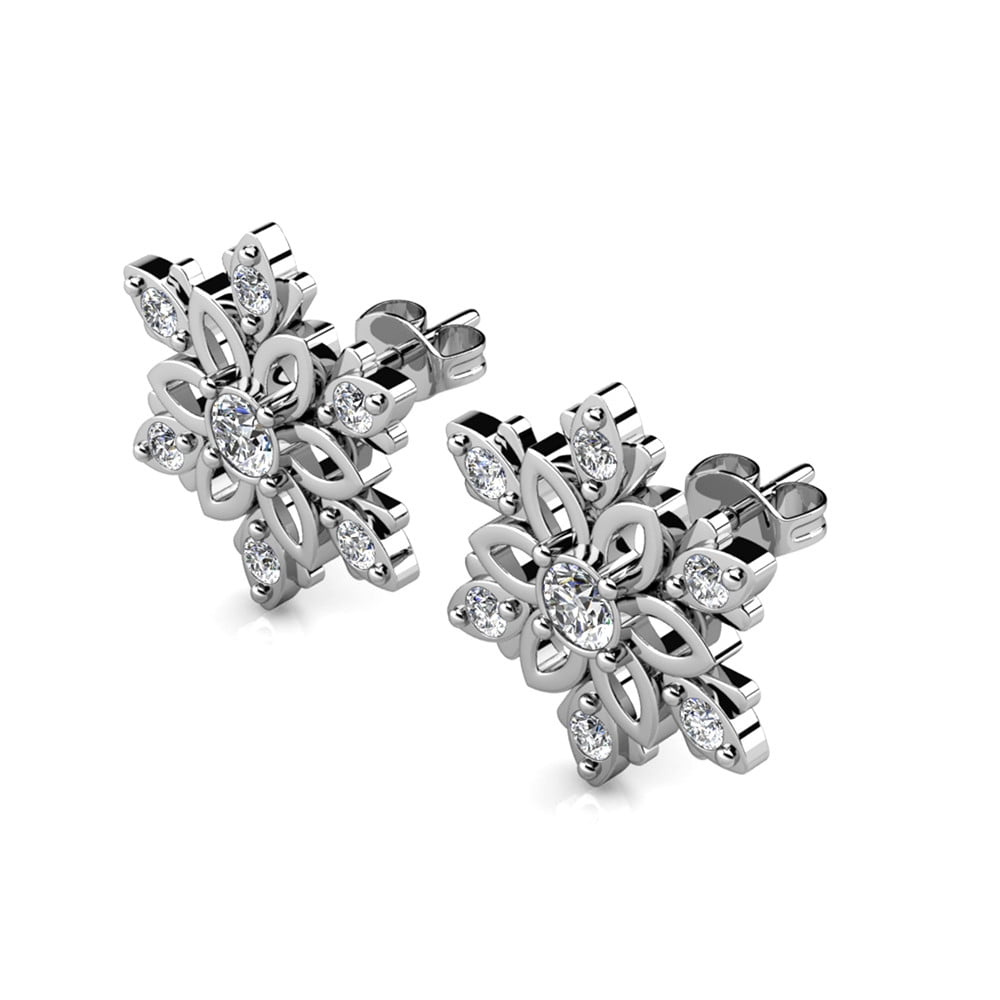 Sunny 18k White Gold Plated Crystal Stud Earrings with Swarovski Crystals