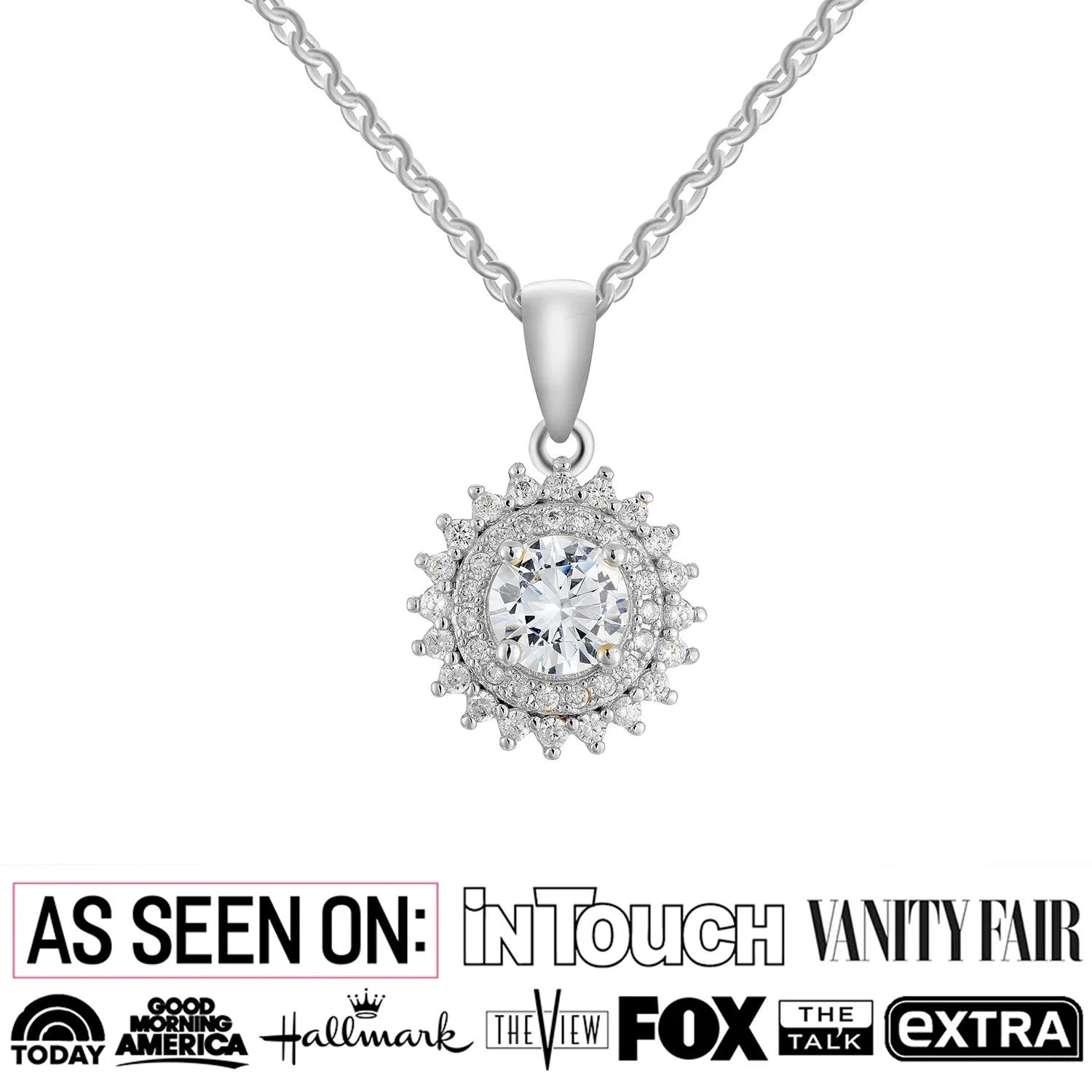 Cordelia 18k White Gold Plated Silver Pendant Necklace with Simulated Diamond Crystals — Fab Fav Sale