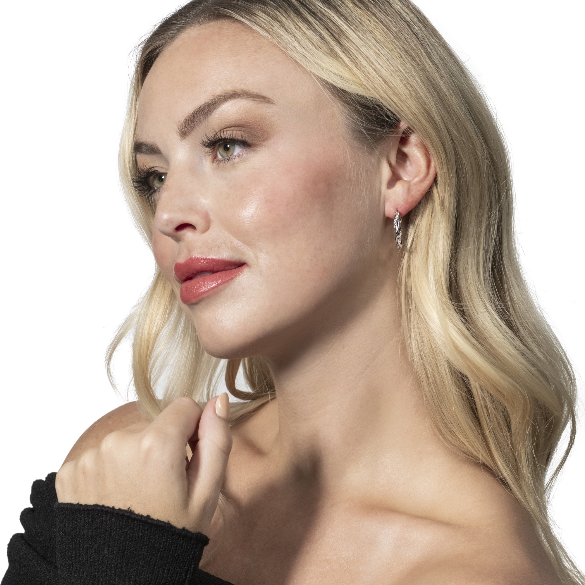 Pack of 3 - Bianca, Nadia, Lauren 18k White Gold Plated Hoop Earrings with Swarovski Crystals