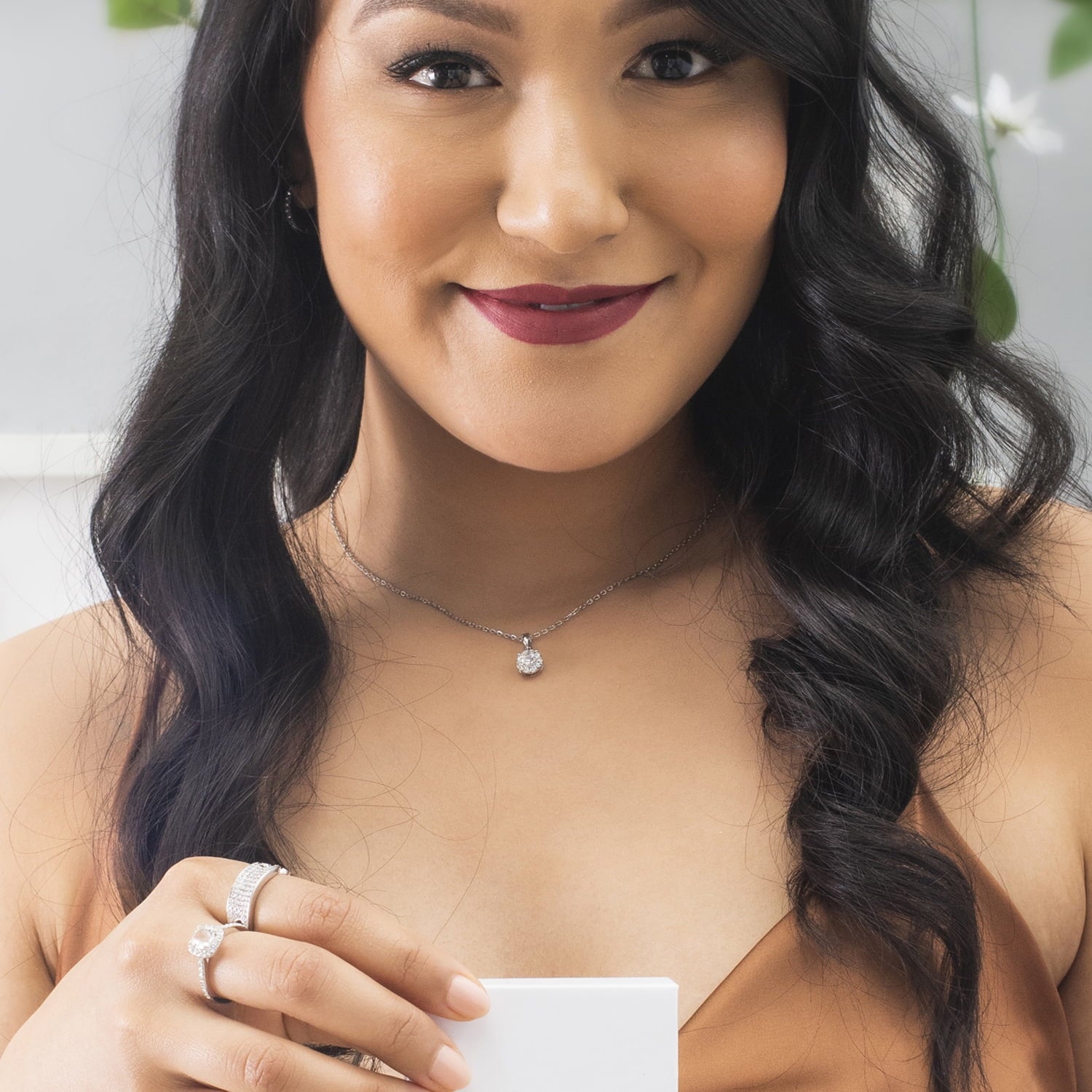 Ruth 18k 白金镀银吊坠项链