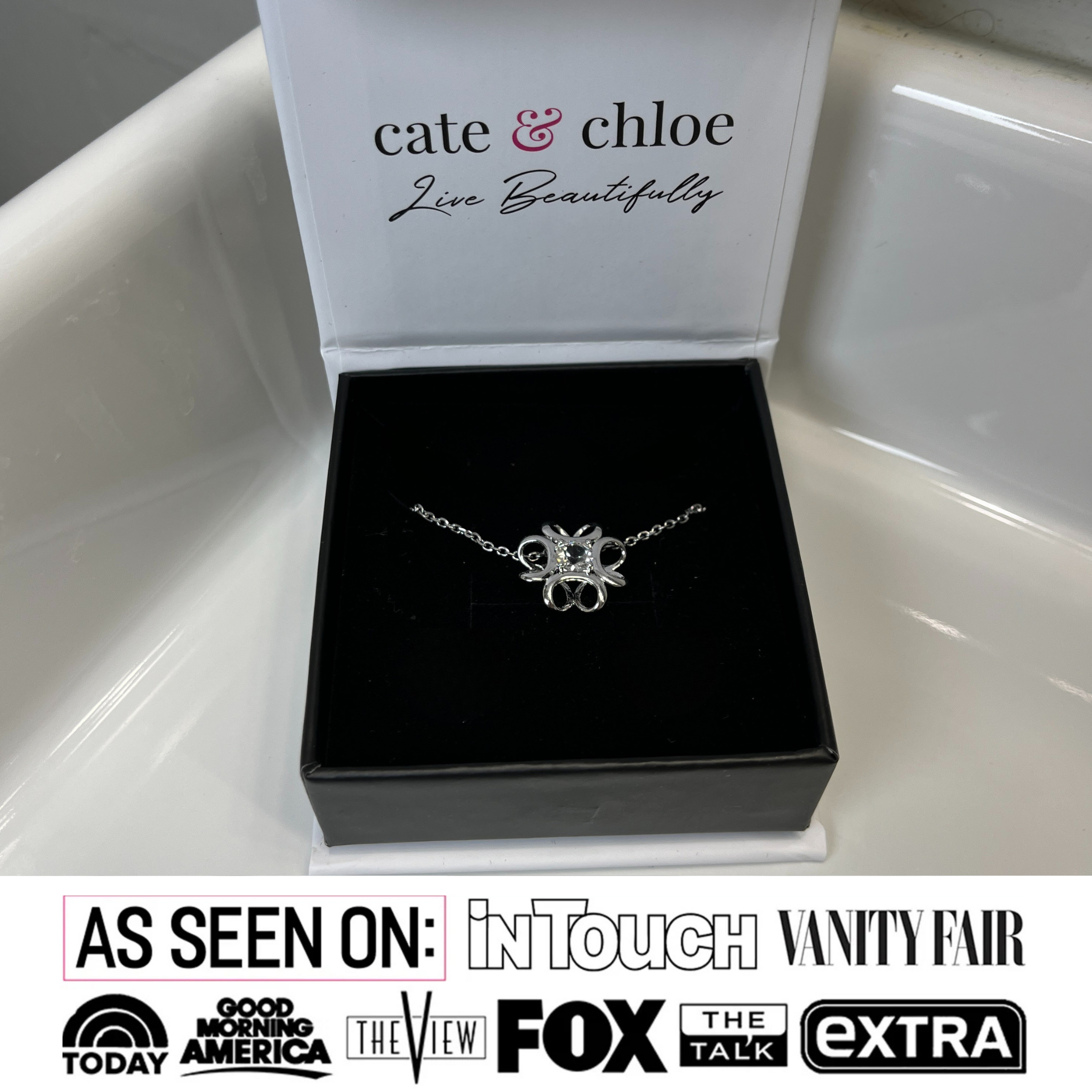 Alexis 18k White Gold Plated Flower Pendant Necklace with Swarovski Crystal
