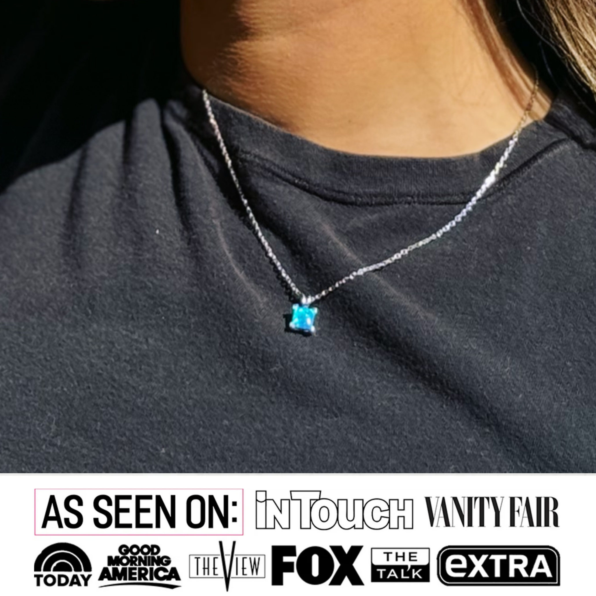 Amphitrite 18k White Gold Plated Pendant Necklace with Princess Cut Opal Stone — Fab Fav Sale