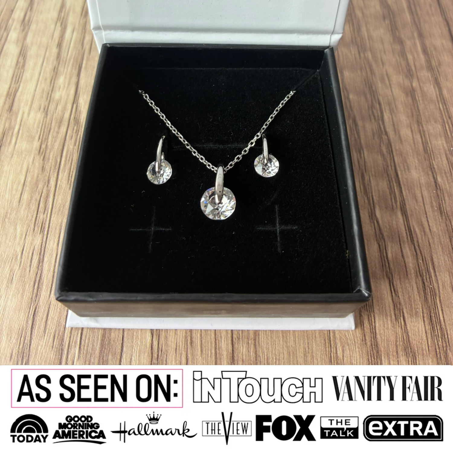 Cate & Chloe McKayla 18k 白金项链和耳环镶水晶珠宝套装