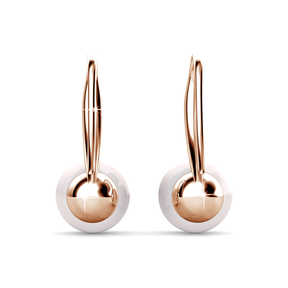 Ann 18k White Gold Freshwater Pearl Drop Earrings with Swarovski Crystals