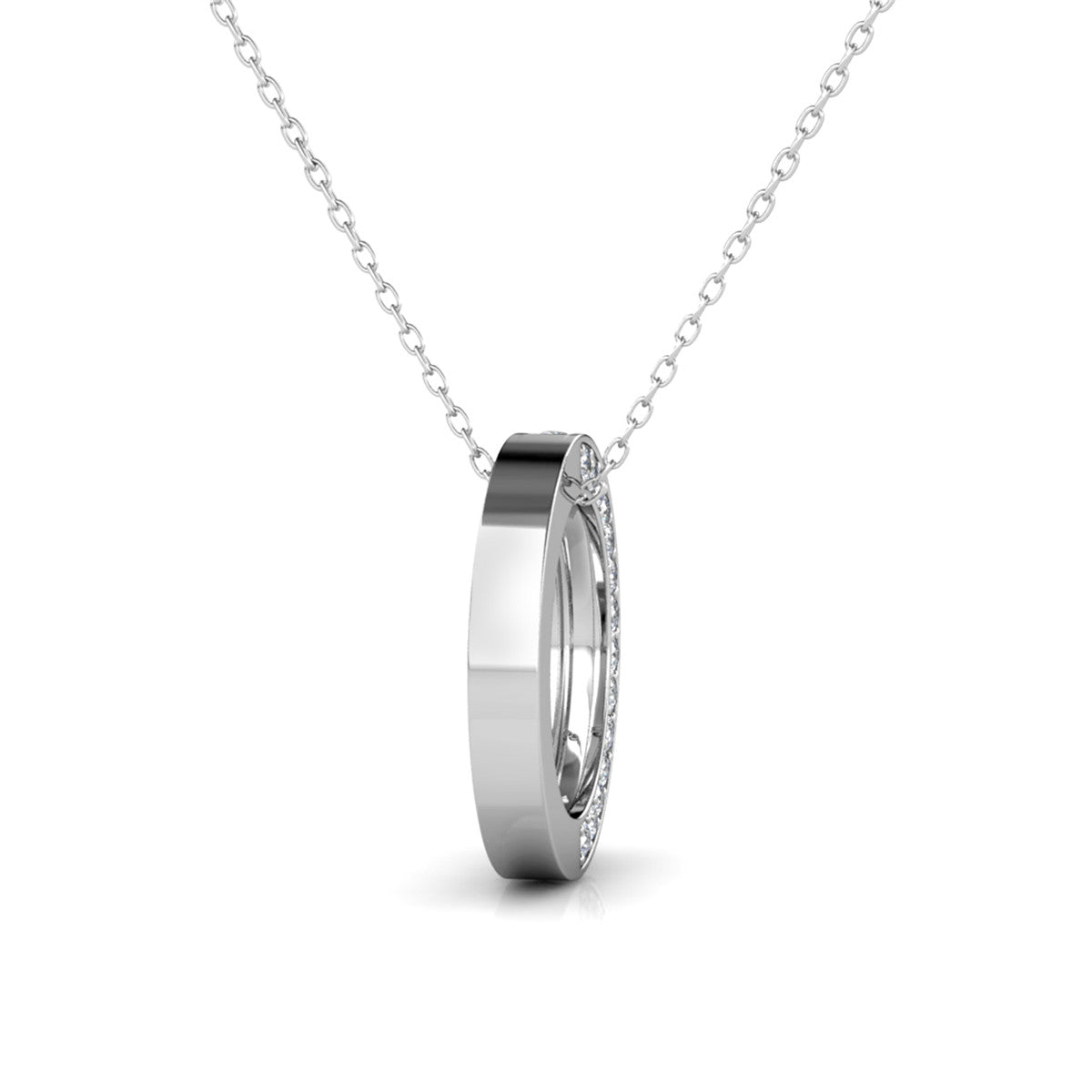 Viviana 18k White Gold Plated Hoop Pendant Necklace with Swarovski Crystals