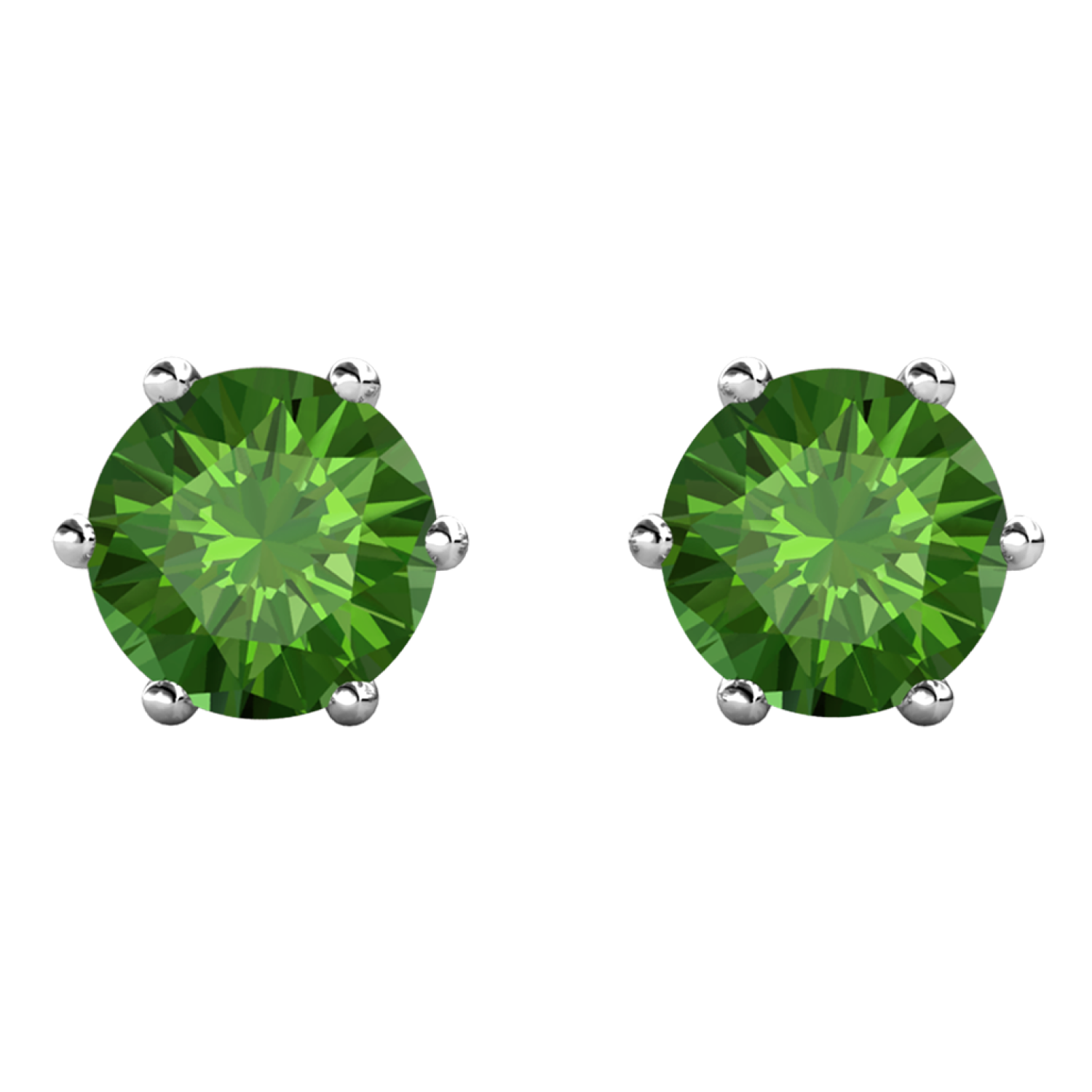 八月诞生石橄榄石耳环,18k 白金镀金耳钉,1 克拉水晶