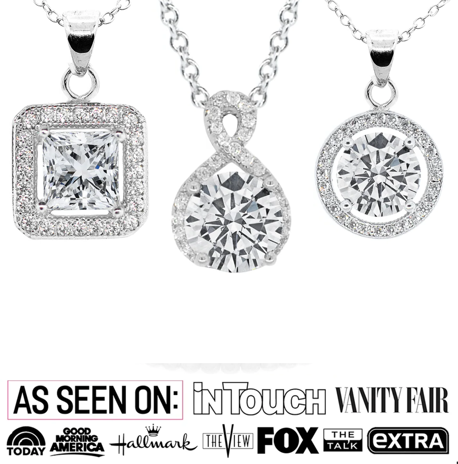Pack of 3 - Blake, Ivy, Alessandra White Gold Plated Pendant Necklace for Women