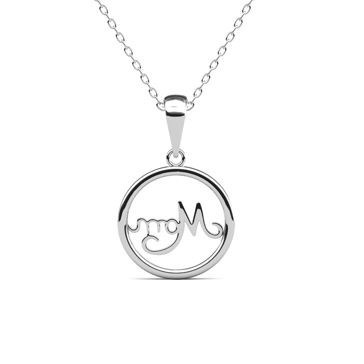 Brandy 18k White Gold Plated Circle Mom Necklace with Swarovski Crystals — Fab Fav Sale