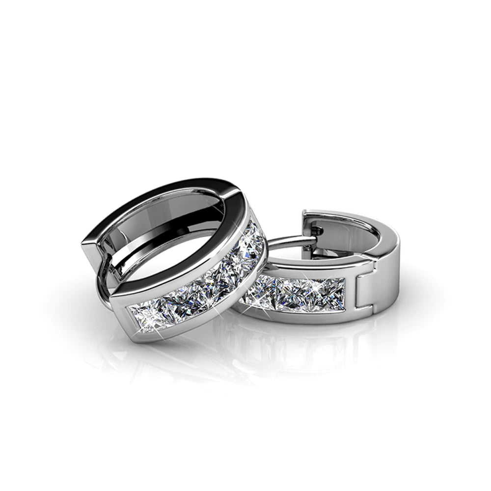 Giselle 18k Gold Plated 15mm Hoop Crystal Earrings with Swarovski Crystal (3 Pair Set)