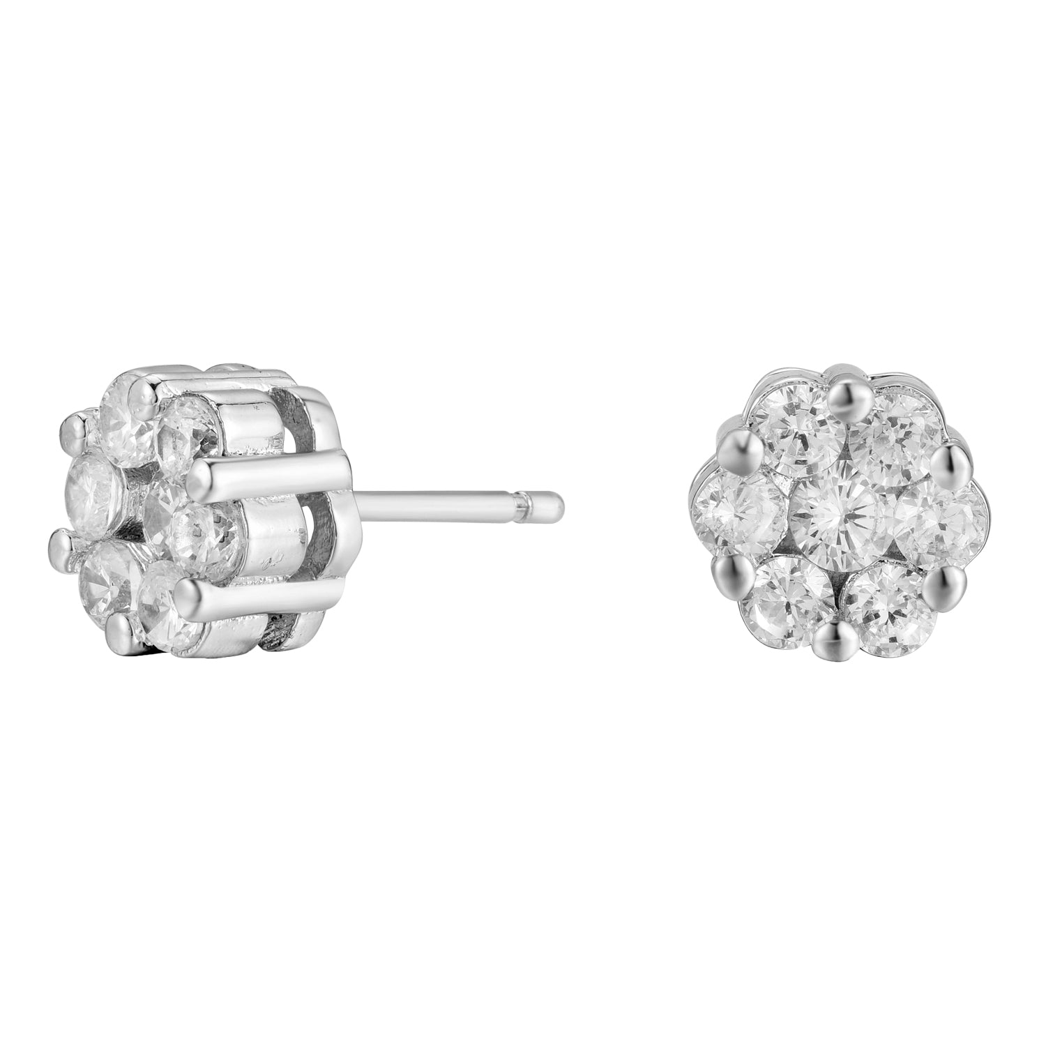 Nova 18k White Gold Plated Stud Earrings with Simulated Diamond Crystals — Final Sale