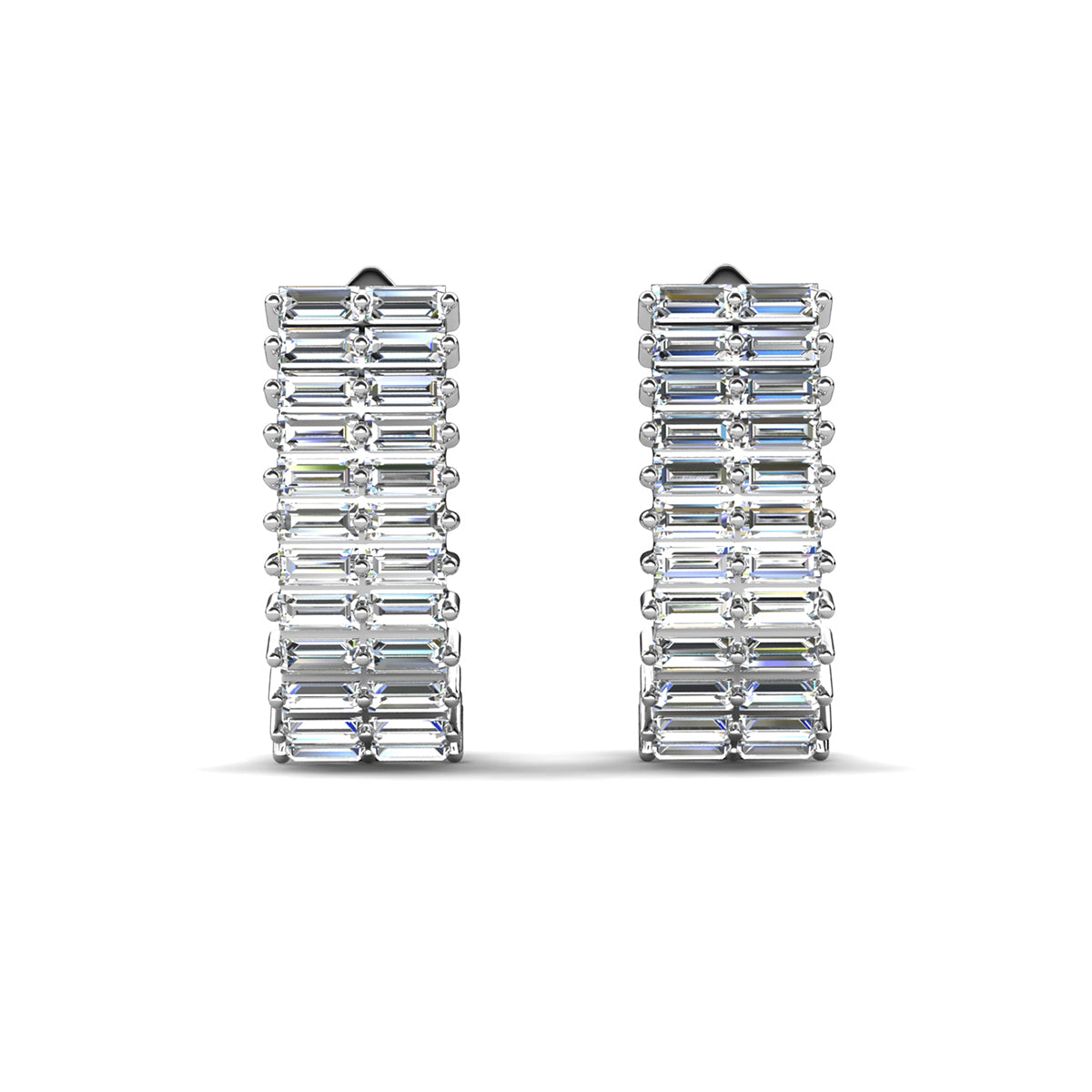 Pixie 18k White Gold Plated 17mm Hoop Earrings with Simulated Diamond Crystals
