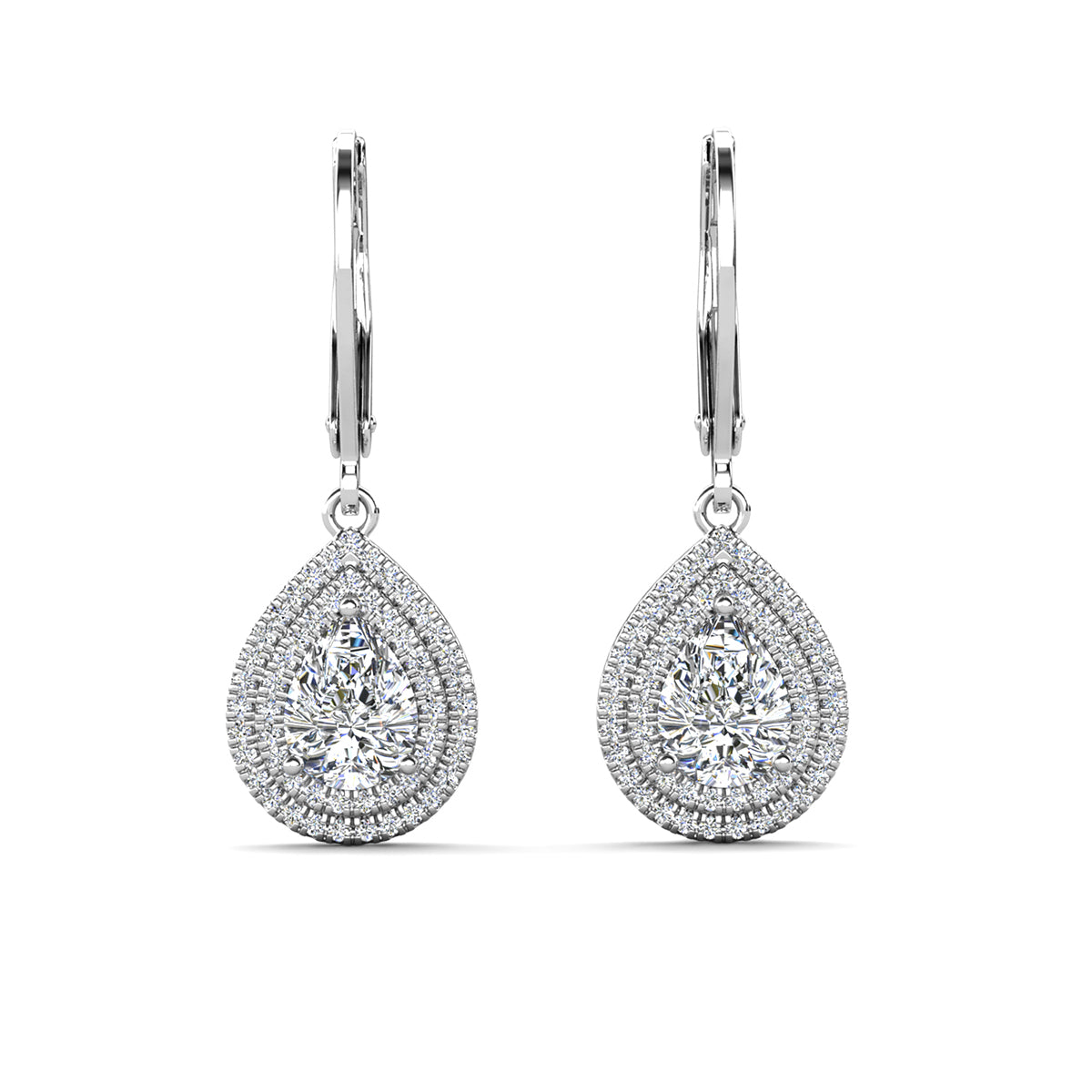 Aurelia 18k 白金镀金泪滴式耳环配仿钻石 CZ 晶体