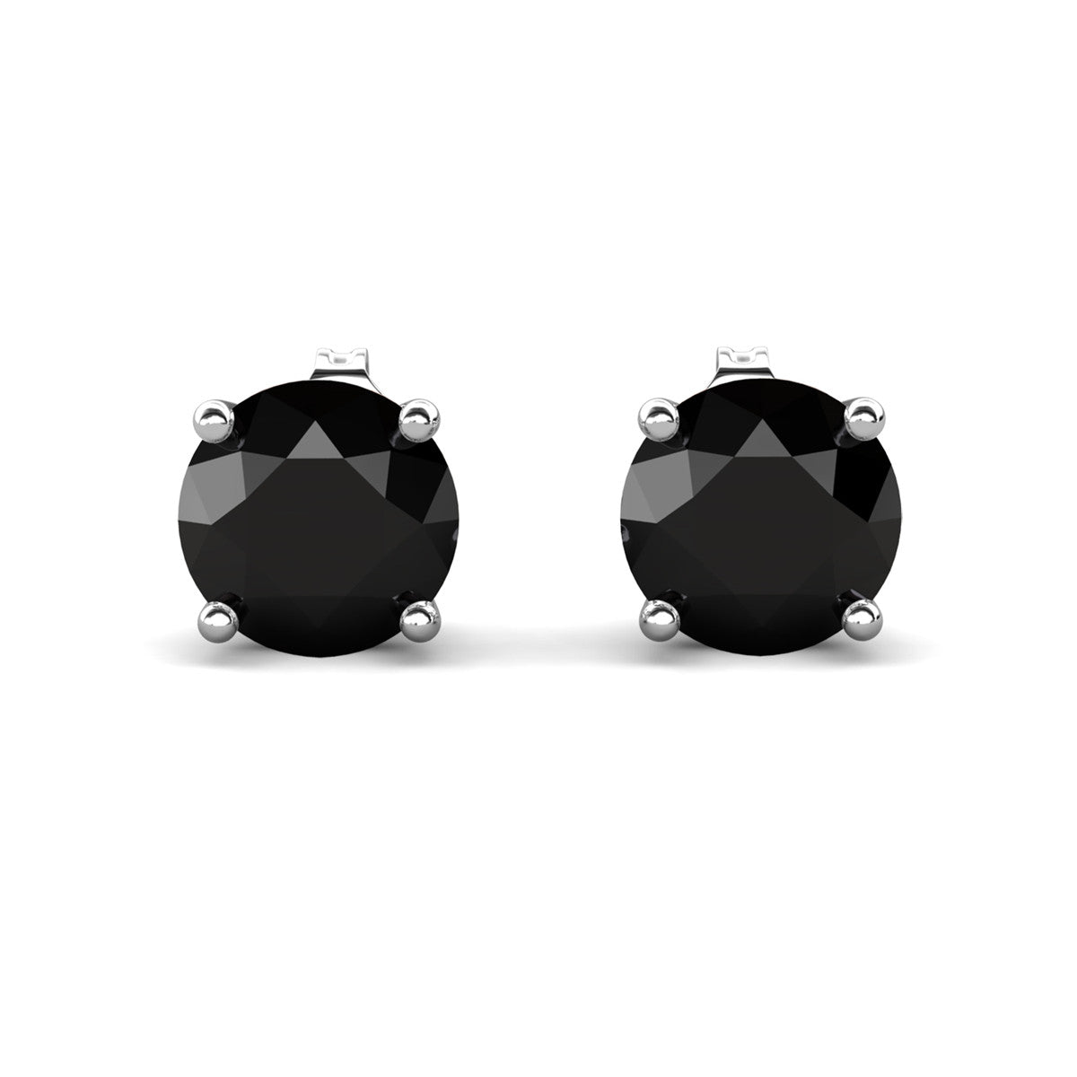 Dina 18k White Gold Plated Stud Earrings with Black Gemstone — Fab Fav Sale