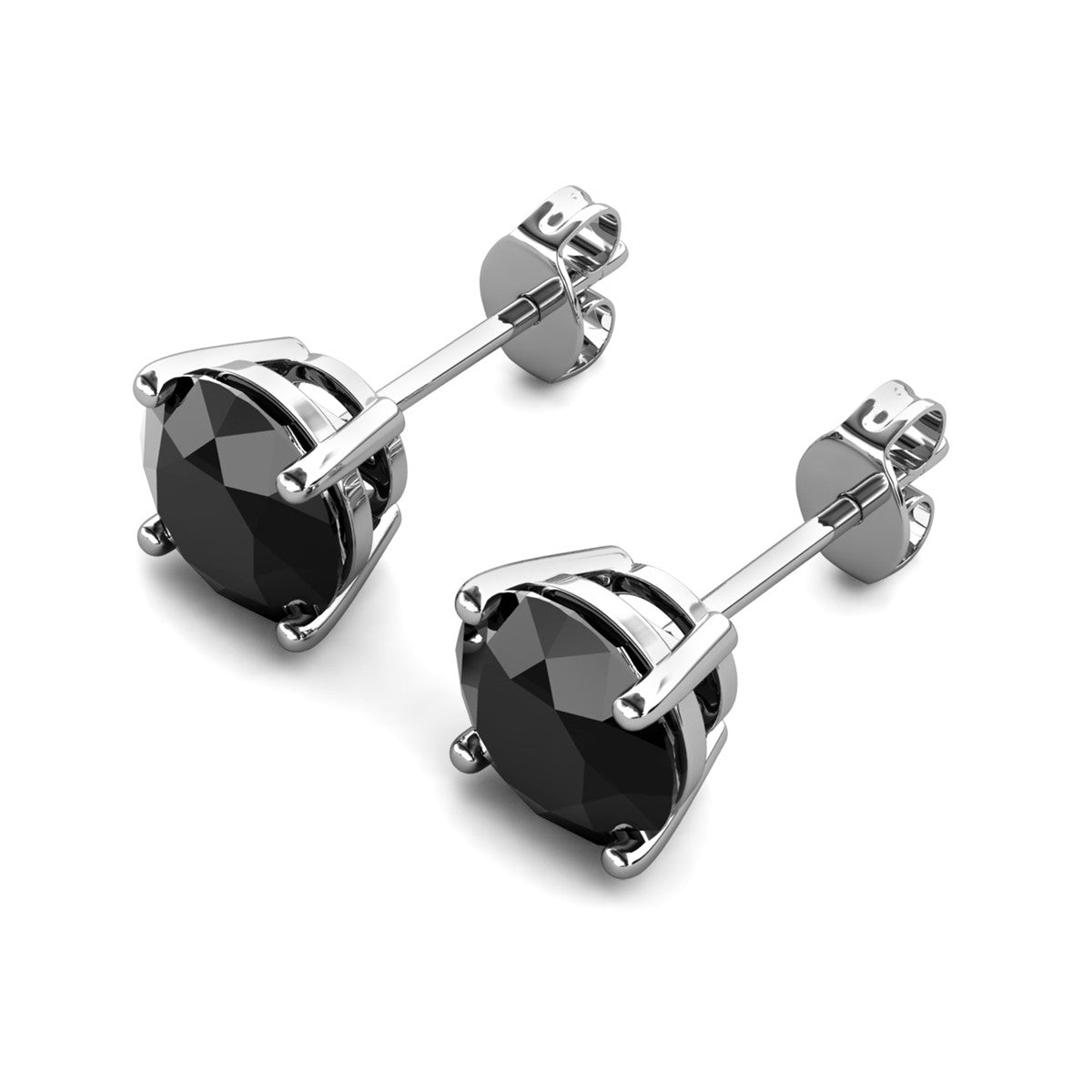 Dina 18k White Gold Plated Stud Earrings with Black Gemstone — Fab Fav Sale
