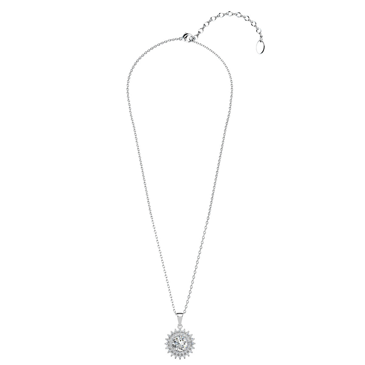 Cordelia 18k White Gold Plated Silver Pendant Necklace with Simulated Diamond Crystals — Fab Fav Sale