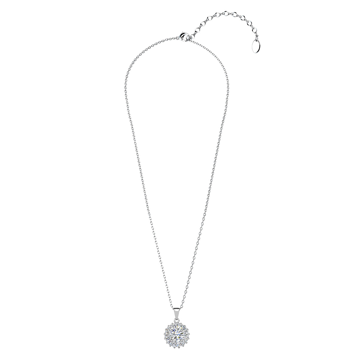 Ellee 18k White Gold Plated Silver Pendant Necklace with Simulated Diamond Crystals — Final Sale