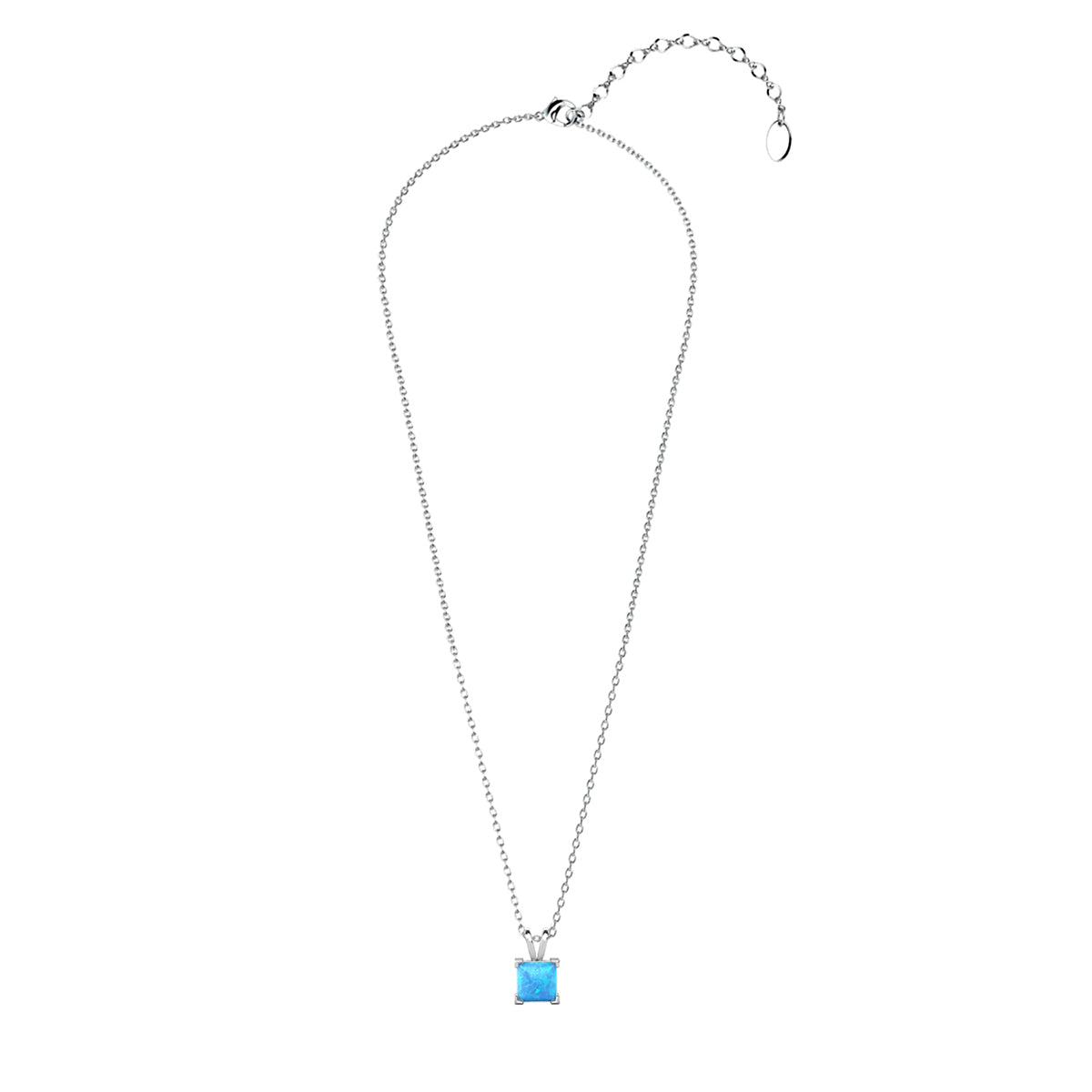 Amphitrite 18k White Gold Plated Pendant Necklace with Princess Cut Opal Stone — Fab Fav Sale