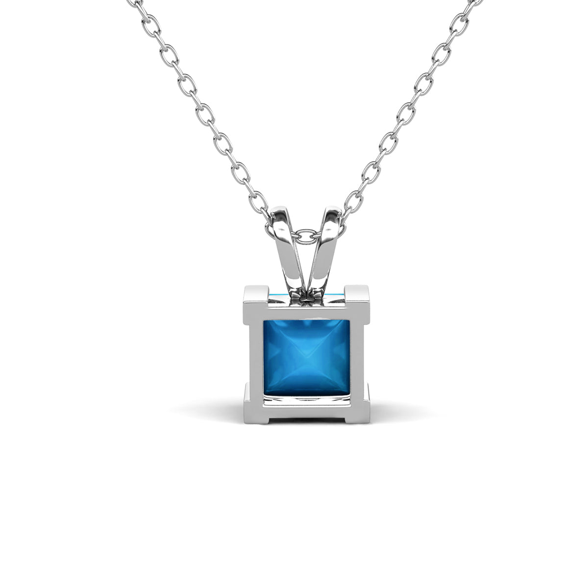 Amphitrite 18k White Gold Plated Pendant Necklace with Princess Cut Opal Stone — Fab Fav Sale