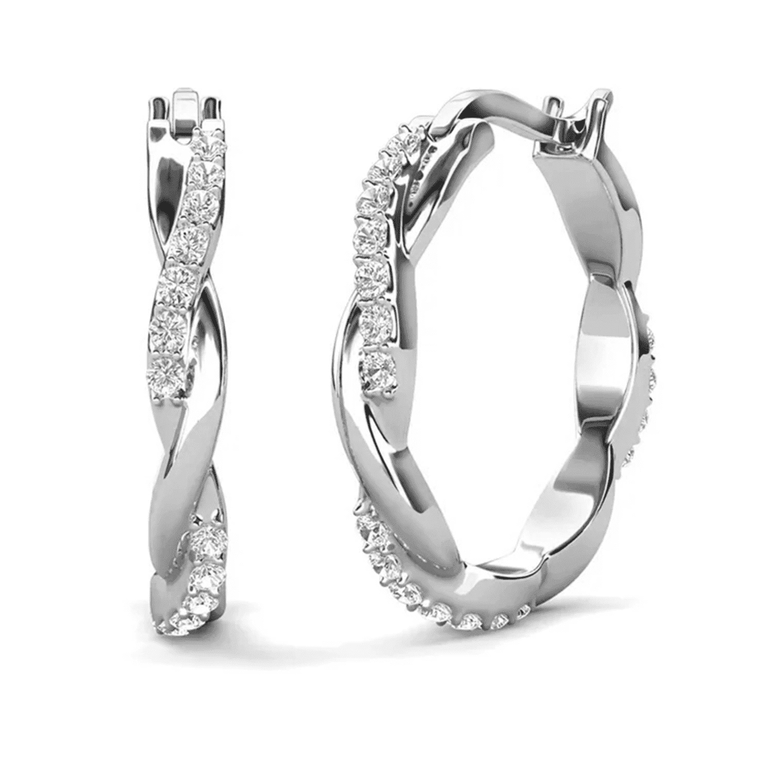 Pack of 3 - Bianca, Nadia, Lauren 18k White Gold Plated Hoop Earrings with Swarovski Crystals