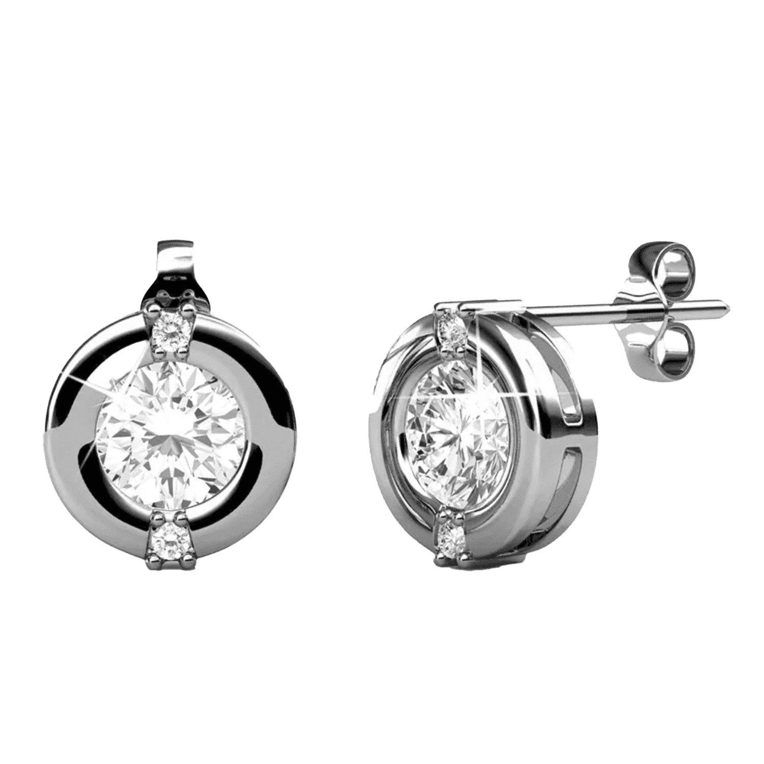 Zara 18k White Gold Plated Stud Earrings and Necklace Set with Swarovski Crystals