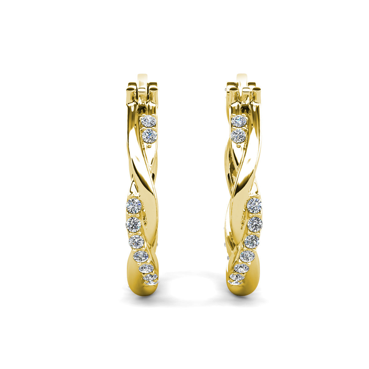 Lauren 18k White Gold Plated 22mm Twisted Hoop Earrings with Swarovski Crystals