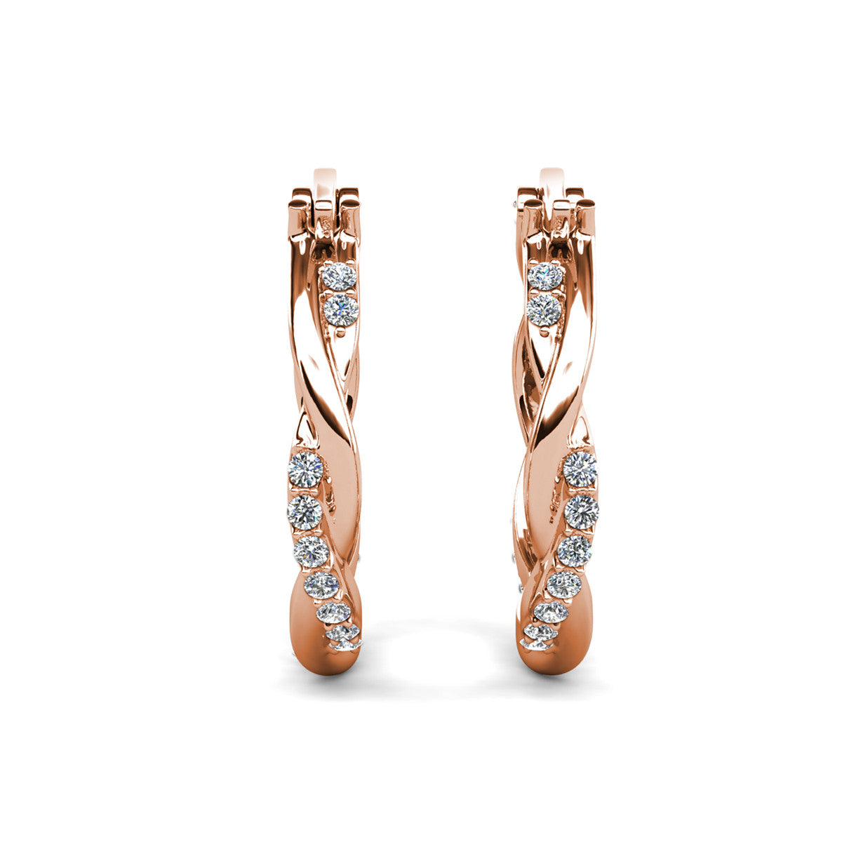 Lauren 18k White Gold Plated 22mm Twisted Hoop Earrings with Swarovski Crystals