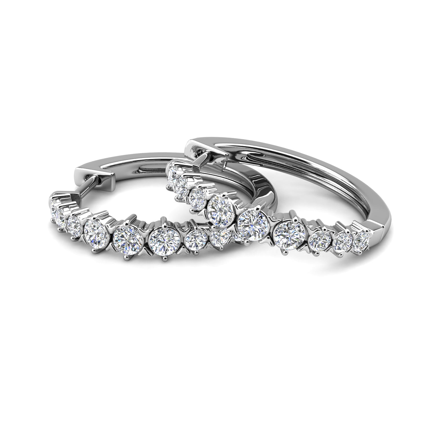Claire 18k White Gold Plated 20mm Hoop Earrings with Swarovski Crystals