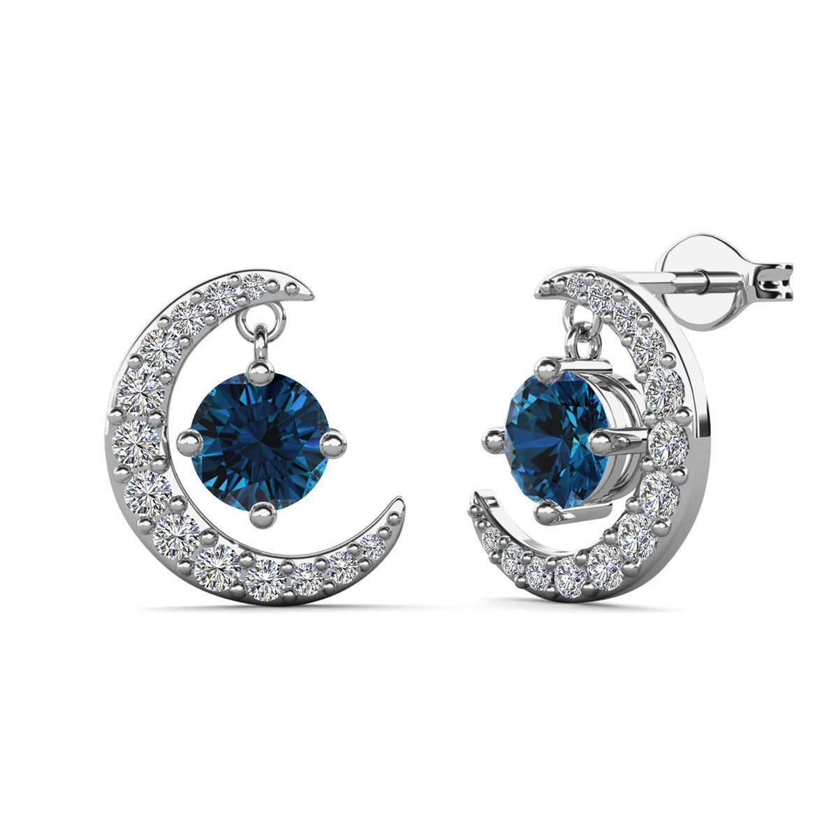 Luna 诞生石耳钉 18k 白金镀圆形切割水晶