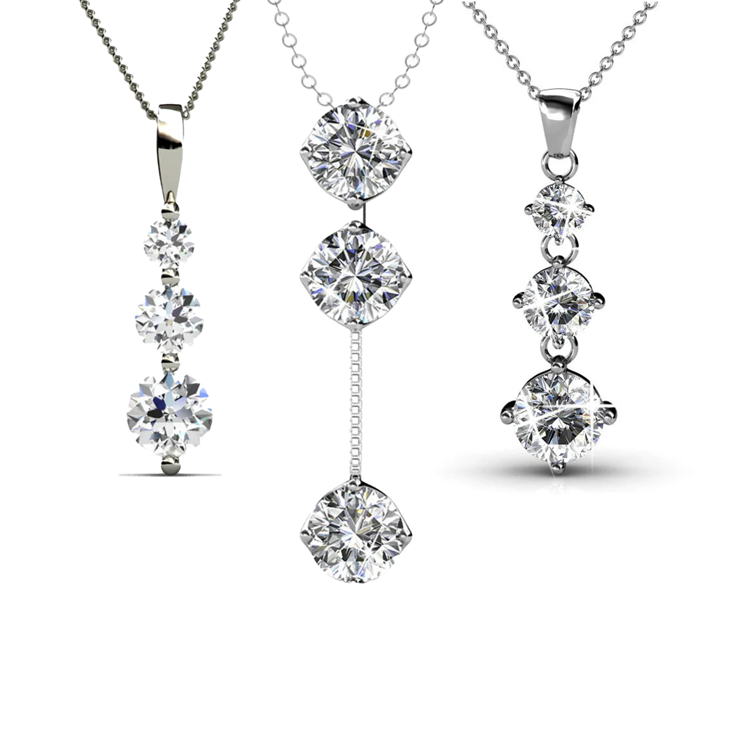 Delilah, Willow, Sloane 18k White Gold Plated Necklace for Women (3 Pair Set)