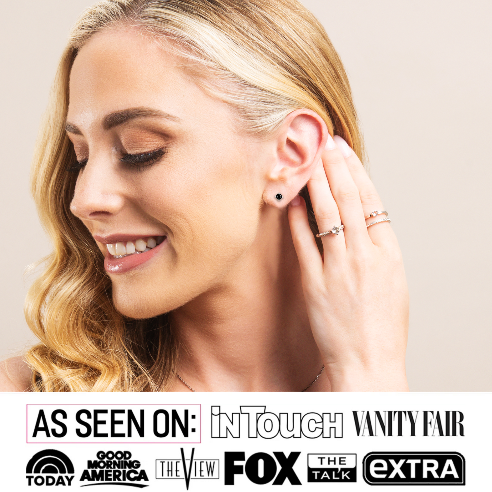 Dina 18k White Gold Plated Stud Earrings with Black Gemstone — Fab Fav Sale