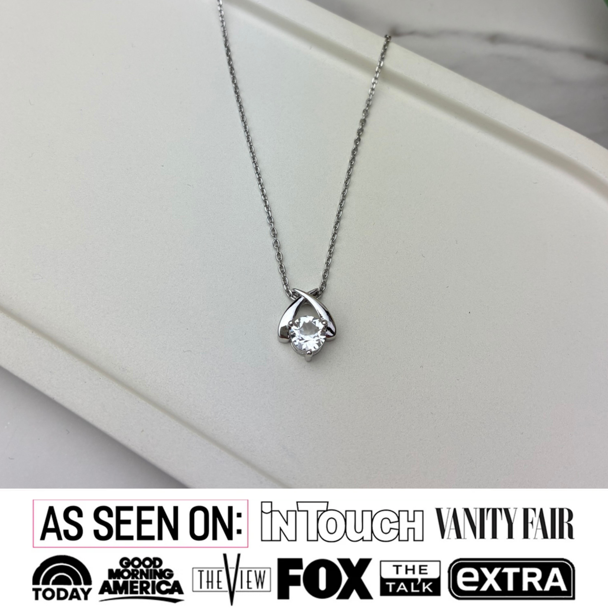 Eloise 18k White Gold Plated Pendant Necklace with Round Cut Swarovski Crystal