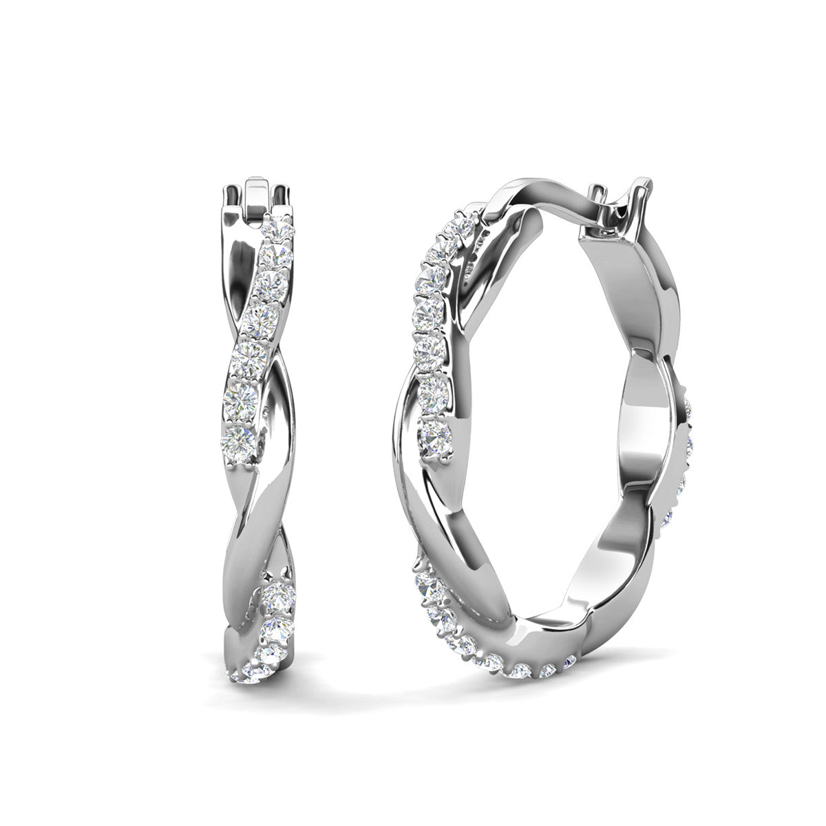 Lauren 18k White Gold Plated 22mm Twisted Hoop Earrings