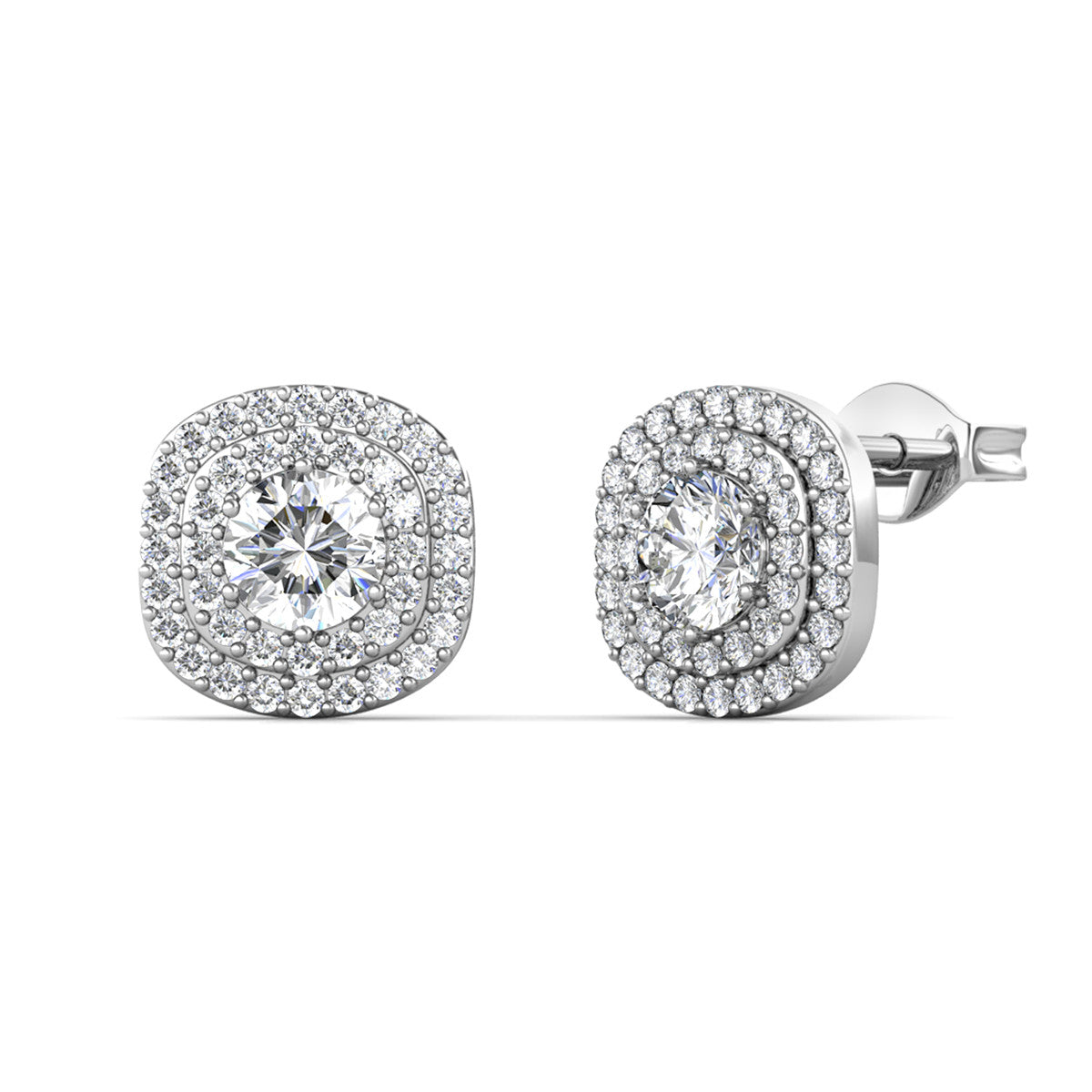 Moissanite by Cate & Chloe Lucy 18k Gold Plated 925 Sterling Silver Stud Earrings 1.0tcw