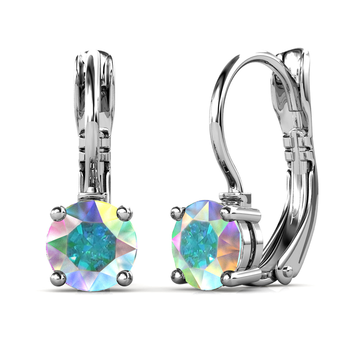 Lyric 18k White Gold Plated Drop Earrings with Swarovski Crystals — Fab Fav Sale