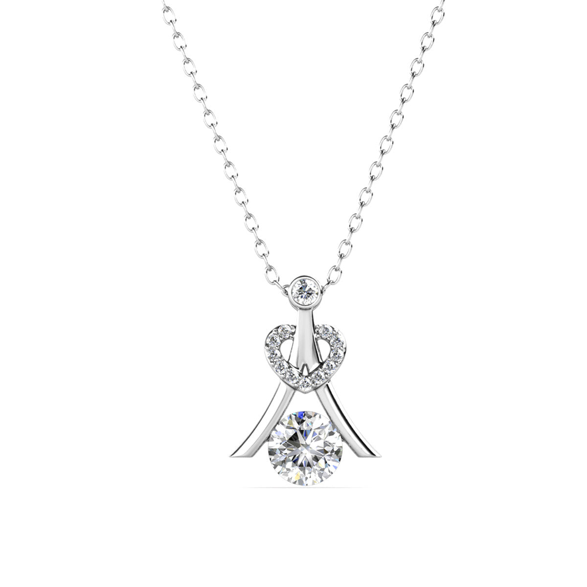 Serenity April Birthstone Diamond Necklace 18k White Gold Plated Silver Necklace with Round Cut Swarovski Crystals