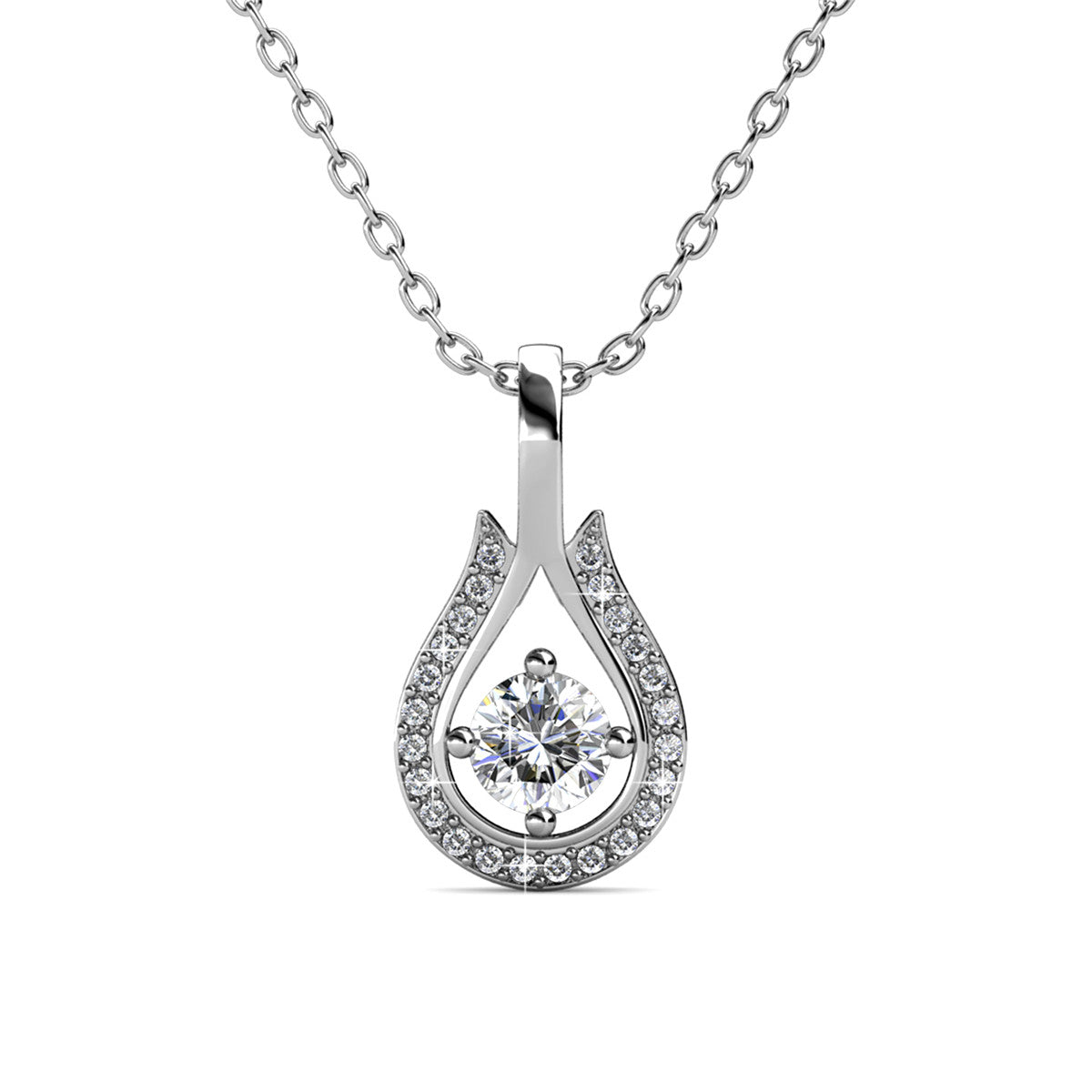 Bernadette 18k White Gold Plated Tear drop Necklace with Swarovski Crystals — Fab Fav Sale