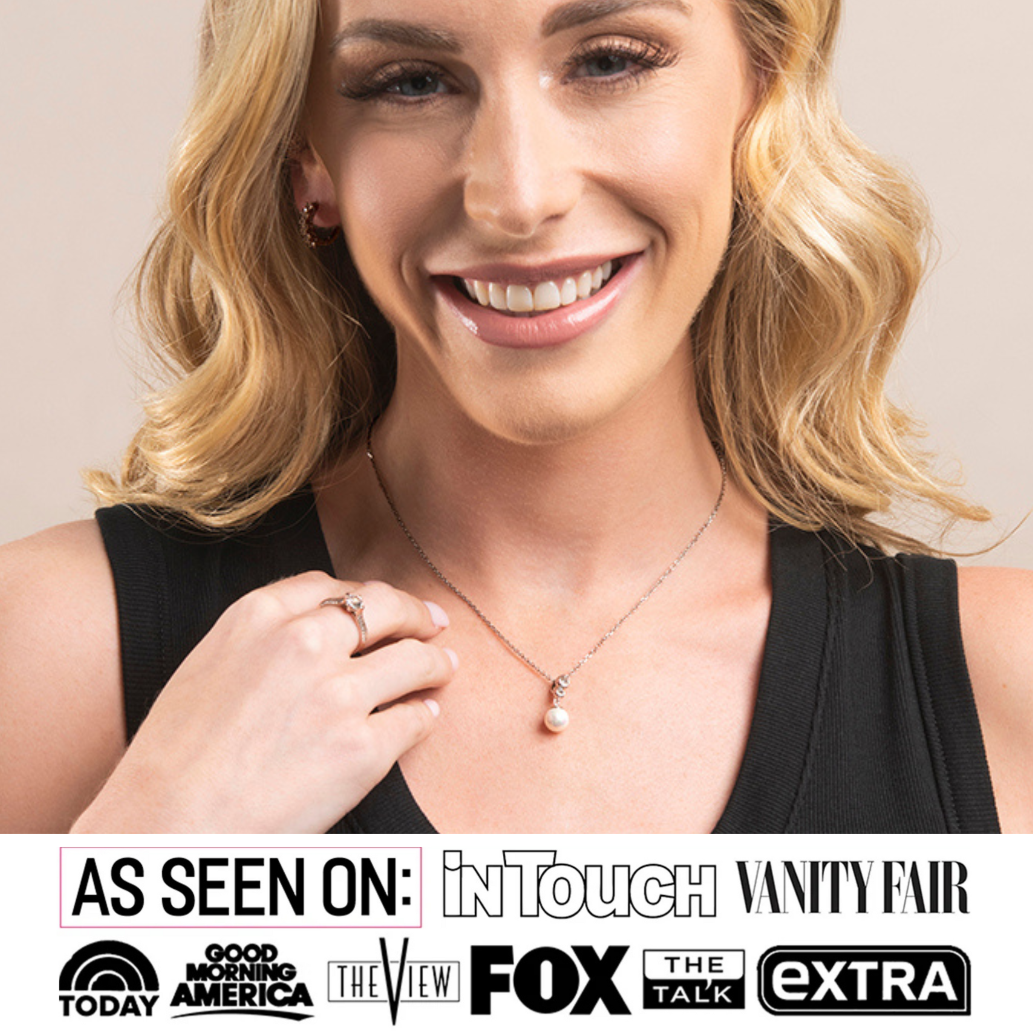 Genevieve “Sweet Pearl”18k 白金镀金吊坠项链,镶有施华洛世奇水晶