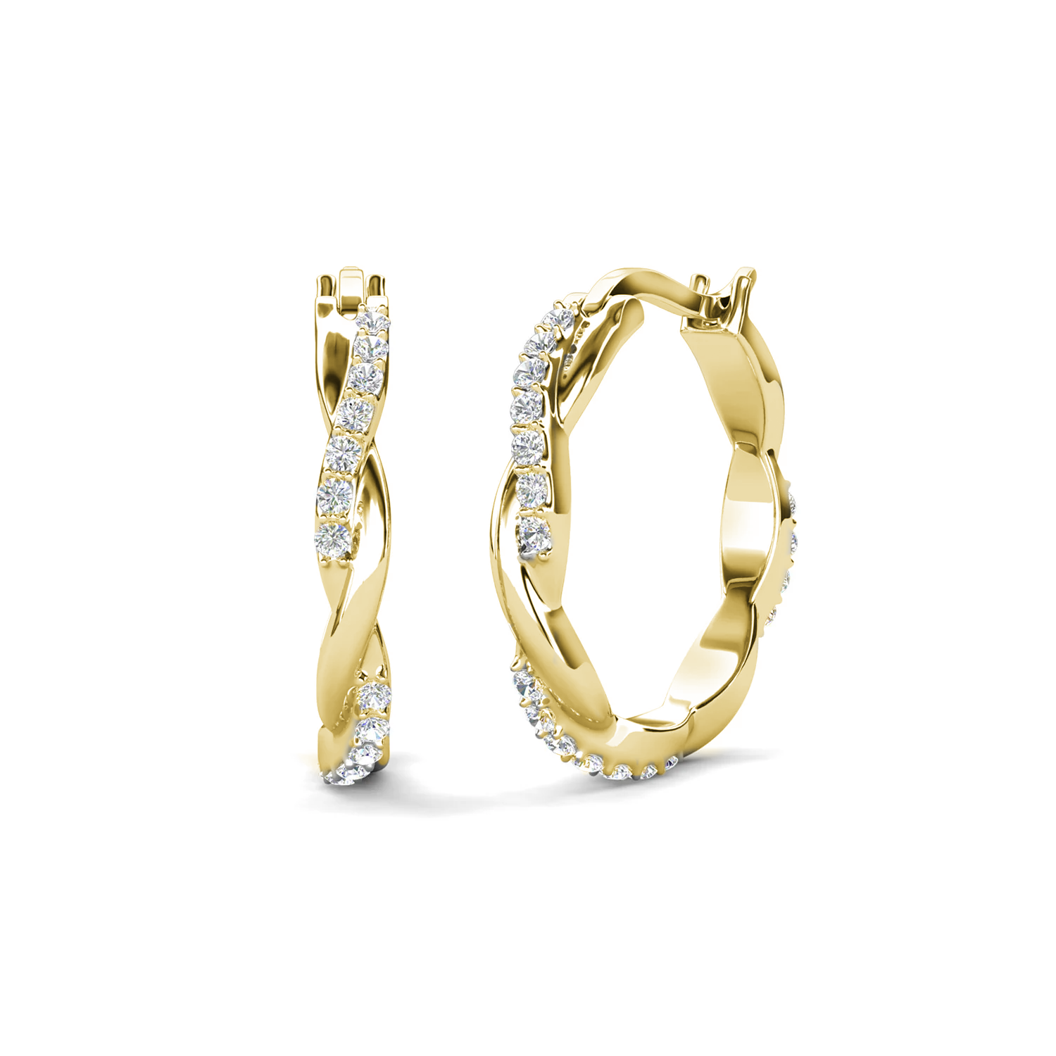 Lauren 18k White Gold Plated 22mm Twisted Hoop Earrings with Swarovski Crystals