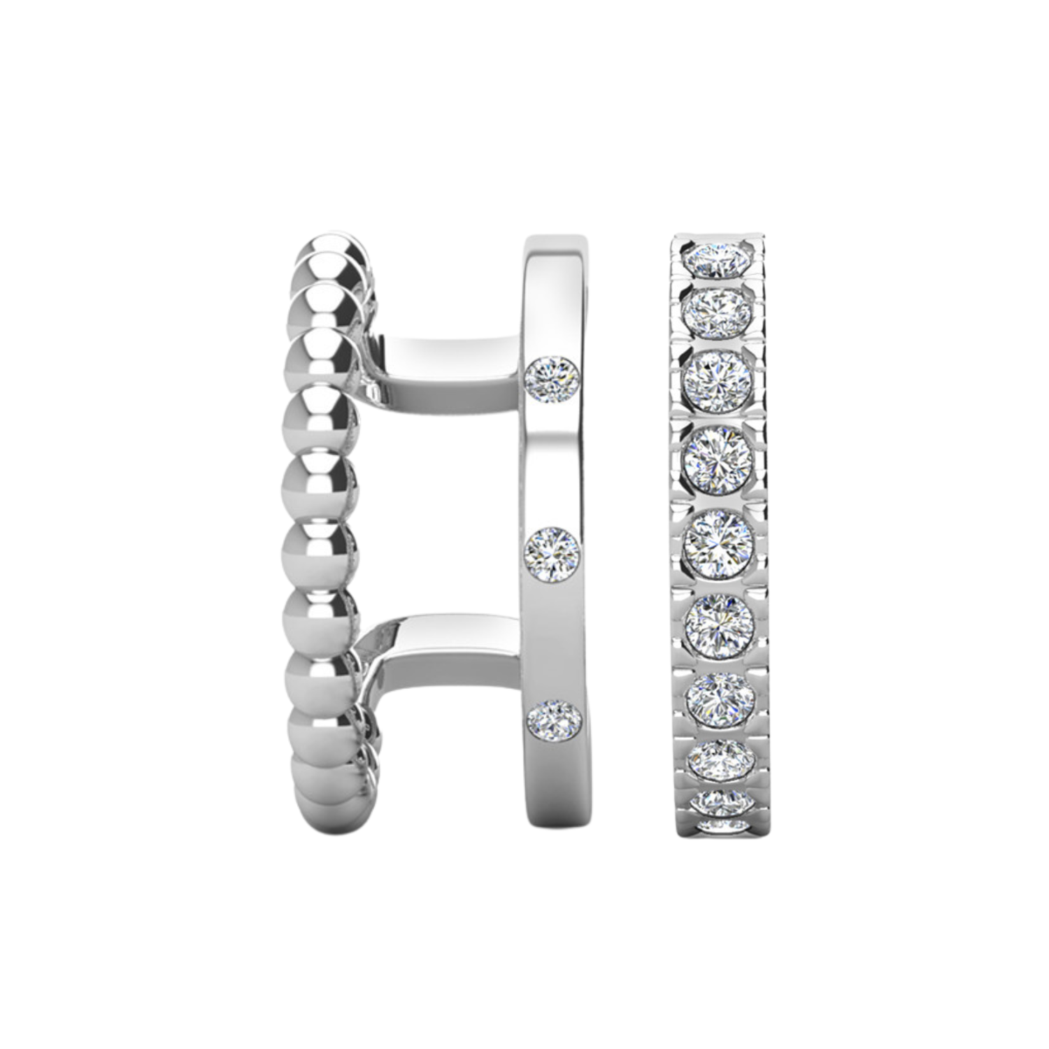 Sasha and Gloria 18k White Gold Plated 10mm Hoop Ear Cuffs with Swarovski Crystals (2 Pair Set)