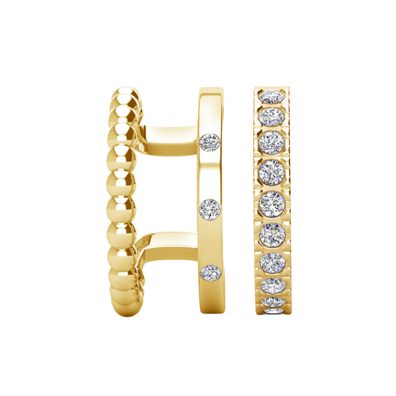 Sasha and Gloria 18k White Gold Plated 10mm Hoop Ear Cuffs with Swarovski Crystals (2 Pair Set)