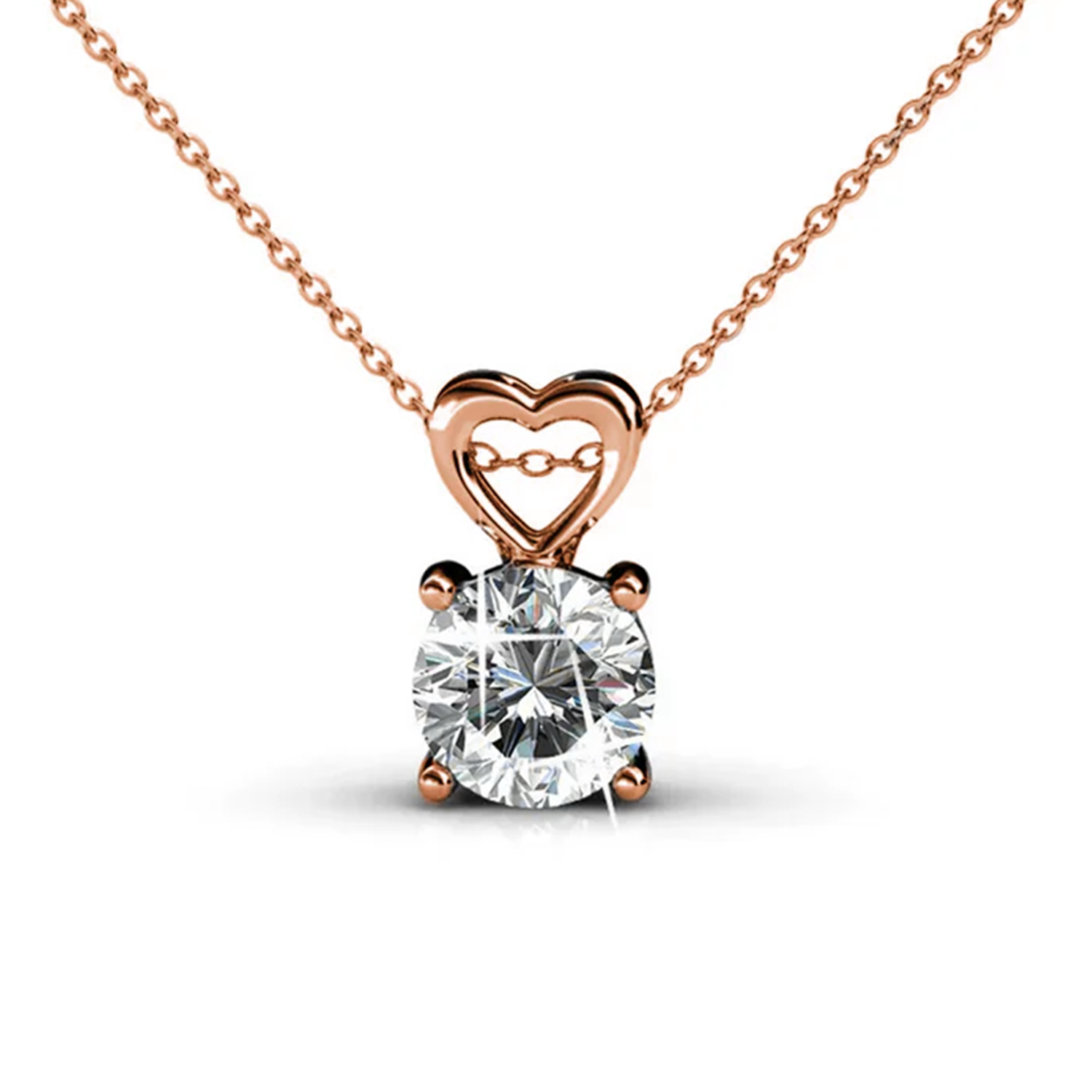 Marian 18k White Gold Plated Heart Pendant Necklace with Swarovski Crystal